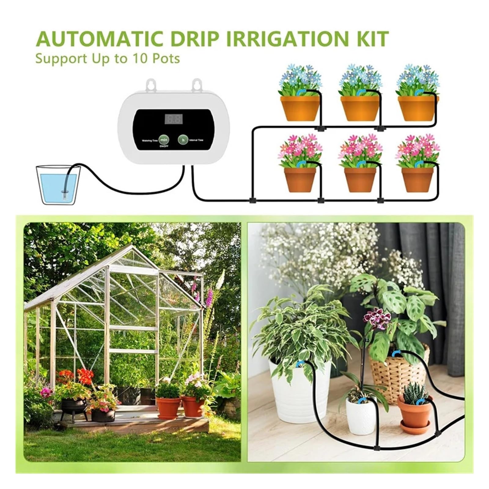 Timer for irrigazione da giardino Sistema di irrigazione for piante USB 1800mAh