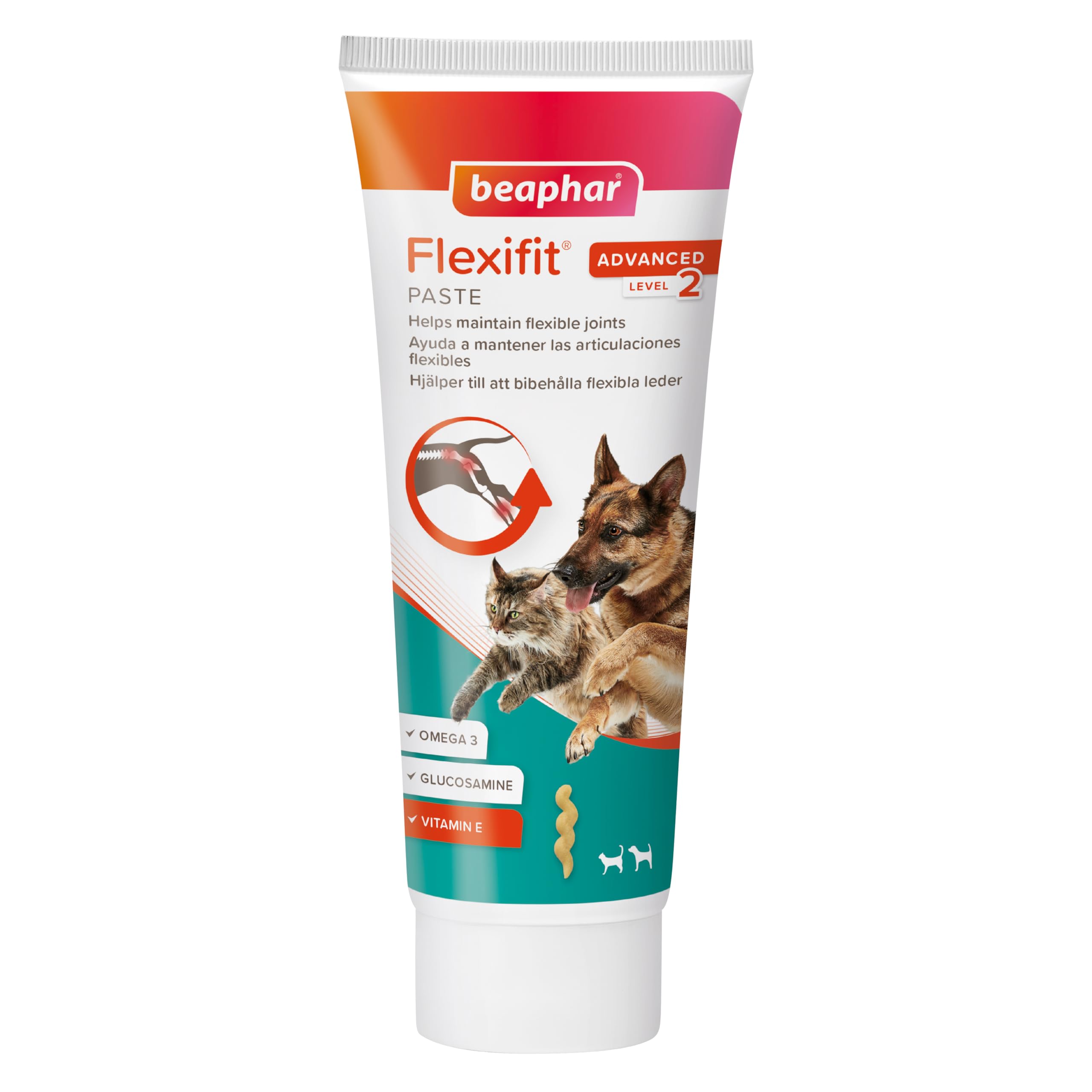 Beaphar Flexifit Pasta - suplemento Articular para Perros y Gatos Muy Activos o con Dolor Articular - Sabor a Pescado - Omega 3, Calcio, Vitamina E y glucosamina - 250g