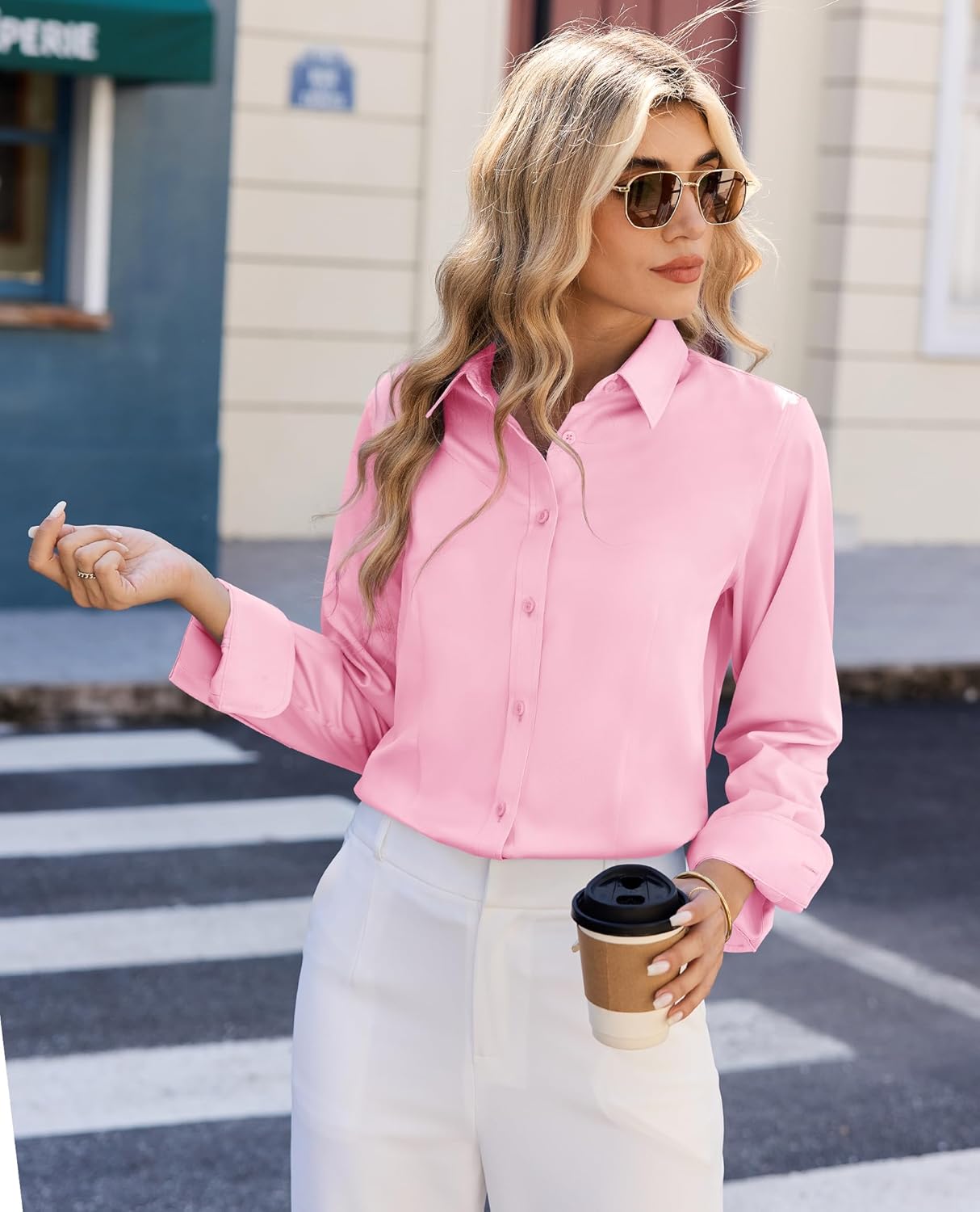 siliteelon Women Button Down Shirts Dress Shirts Long Sleeve Classic-Fit Cotton - Image 3