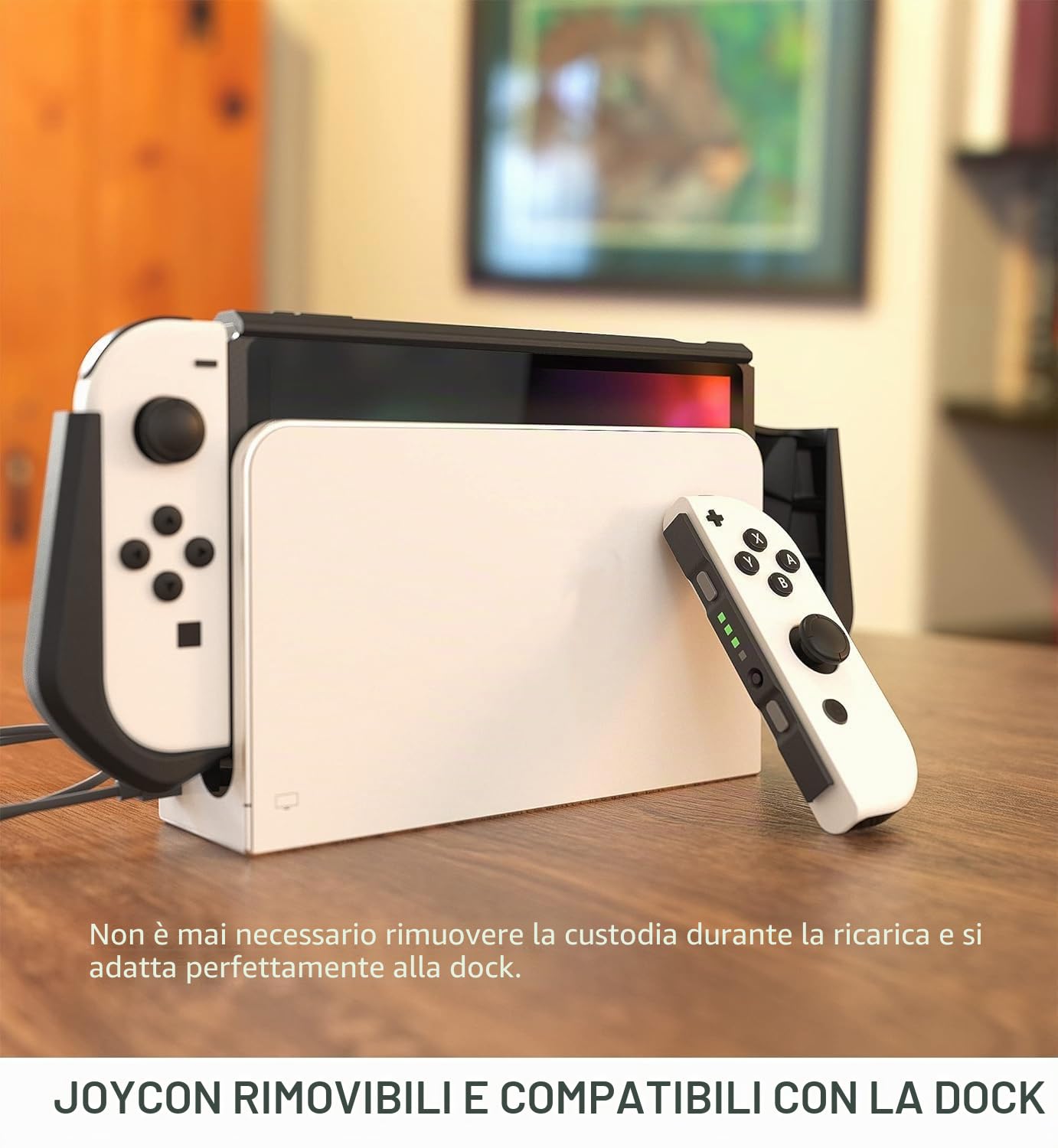 mumba Custodia Dockable per Nintendo Switch OLED 2021, [Blade Serie] Accessori Cover Protettiva Grip TPU Compatibile con Joy-Con Controller (Nero)