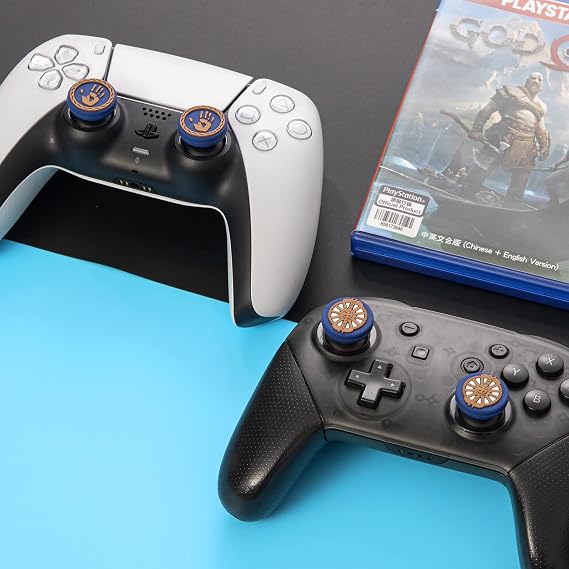 PS5 Controller Thumb Grips, Nintendo Switch Pro Controller, PS4, PS5, Xbox Controllers ile Uyumlu Yumuşak Silikon Joystick Kapakları - God of War Teması