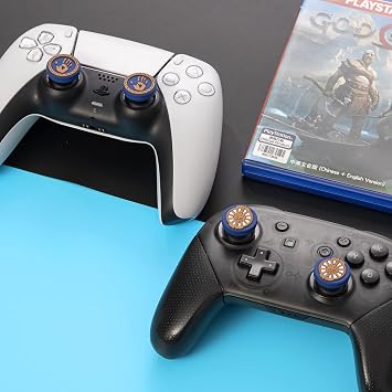 PS5 Controller Thumb Grips, Nintendo Switch Pro Controller, PS4, PS5, Xbox Controllers ile Uyumlu Yumuşak Silikon Joystick Kapakları - God of War Teması
