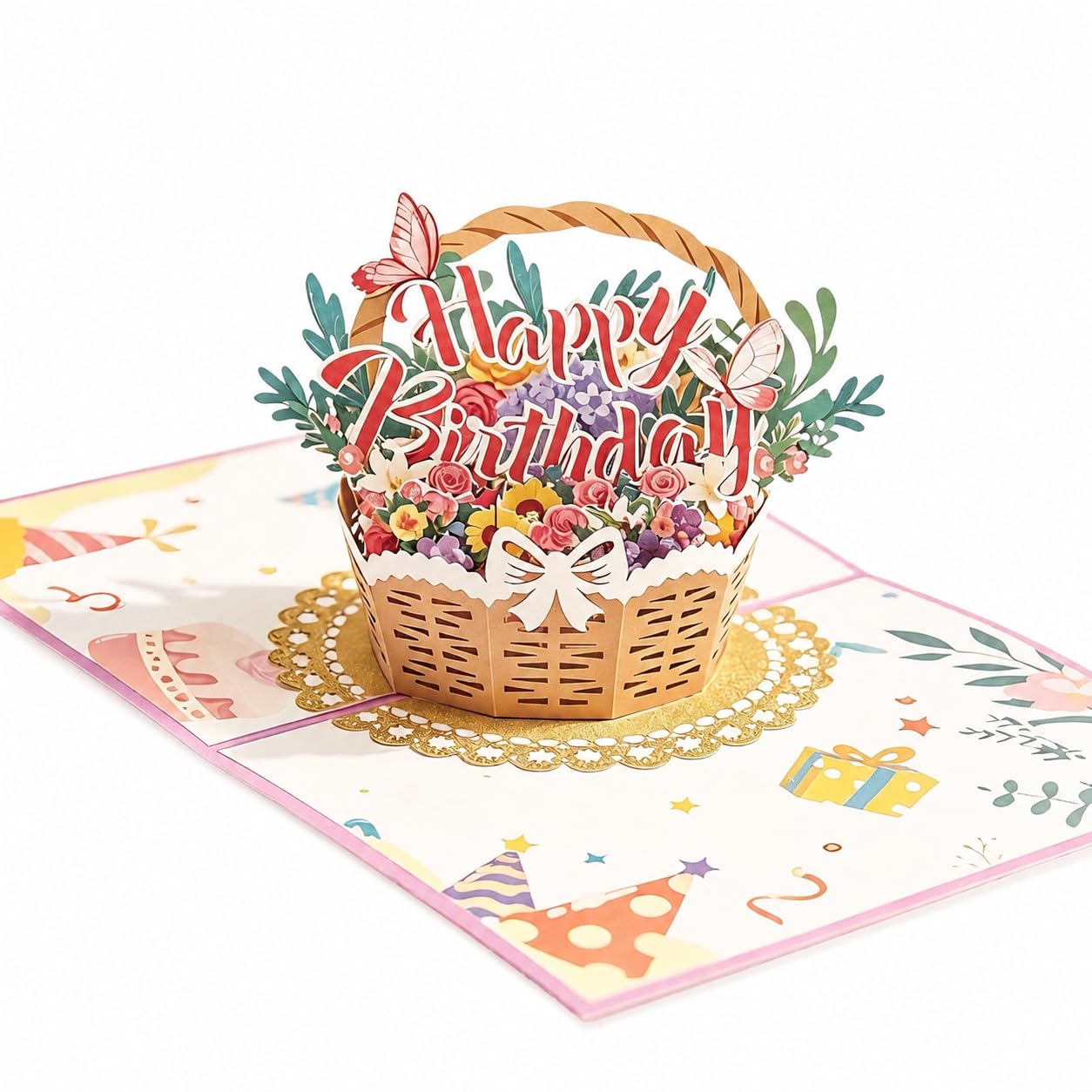 iBestgol 3D Pop Up Birthday Card,Floral Butterfly Greeting Card