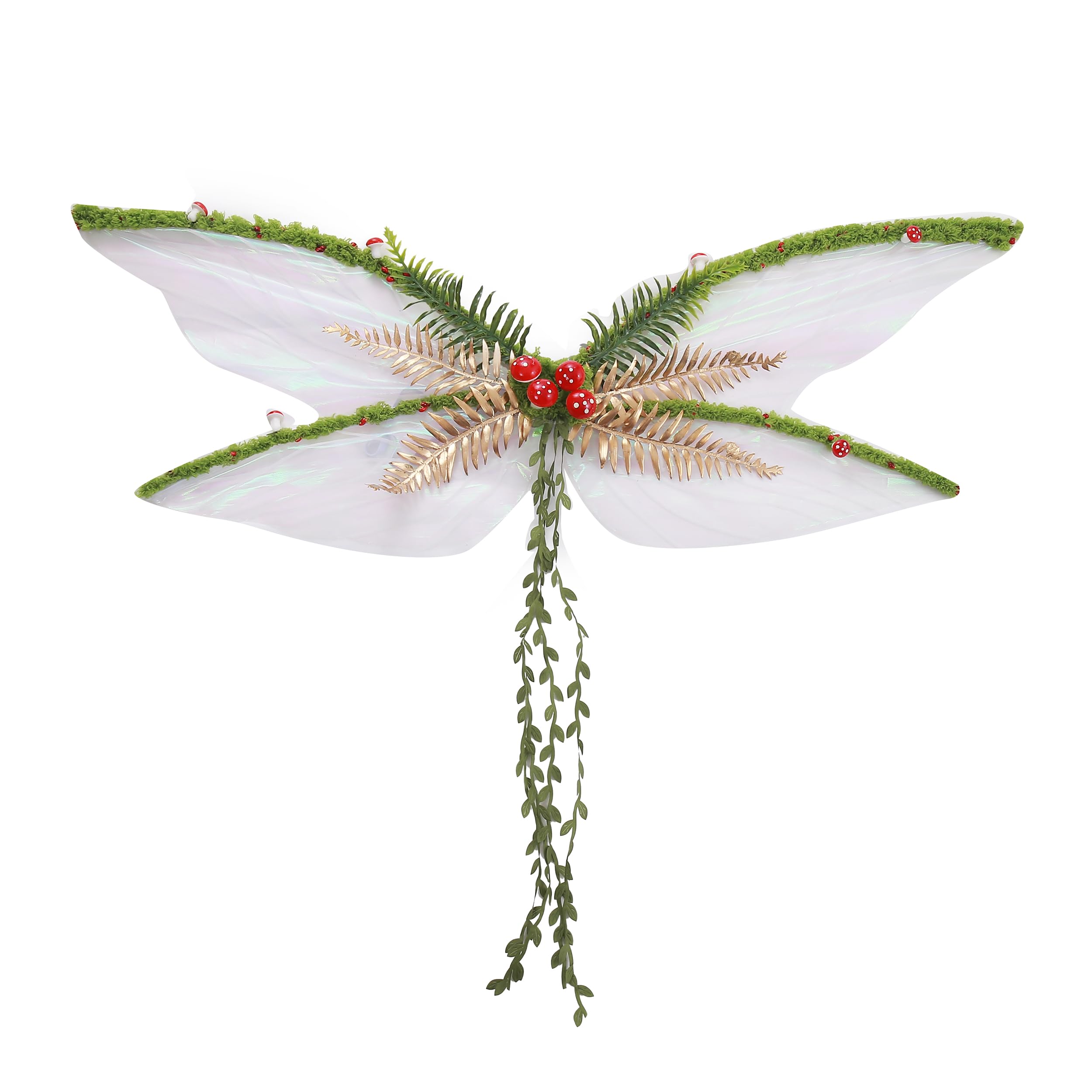 Butterfly Wing for Women Adult 3D Flower Fairy Elf Sheer Wings with Flowers Leaves Vines for Halloween Fairy Cosplay Outfits (White, One Size)