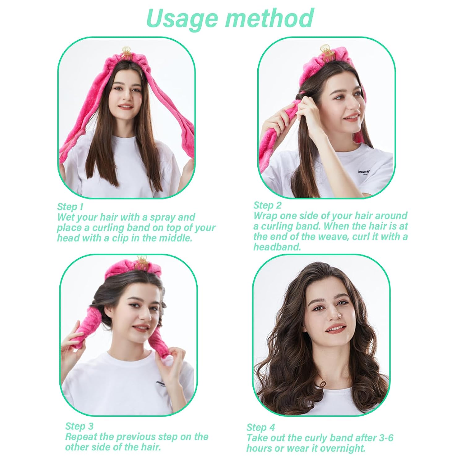 Heatless Headband Hair Curling Tool Headband for Long Hair Rod for Overnight Styling Easy Hairstyles Not Heat Curling Scrunchies image 3