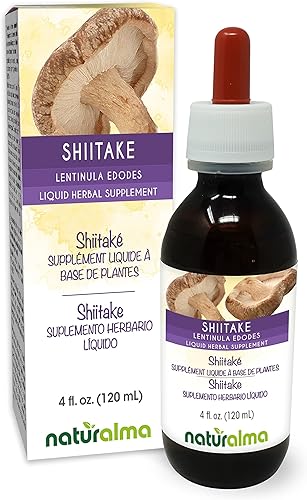 Naturalma Shiitake (Lentinula edodes) Tintura sin alcohol de hongos o hongos 4 fl oz Extracto líquido en gotas  Suplemento herbario  Vegano