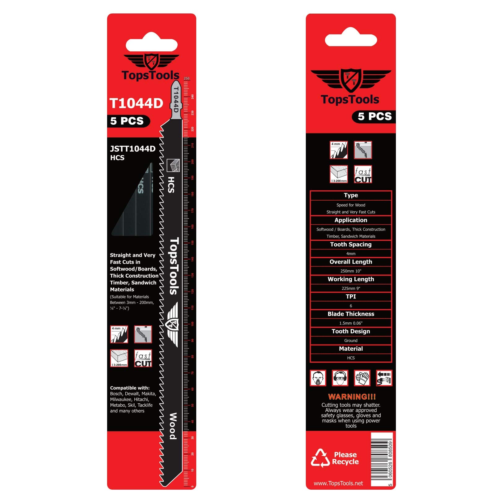 5 Lame Per Seghetto Alternativo T1044D - 250mm Per Taglio Legno, Acciaio Carbonio - Foto 12