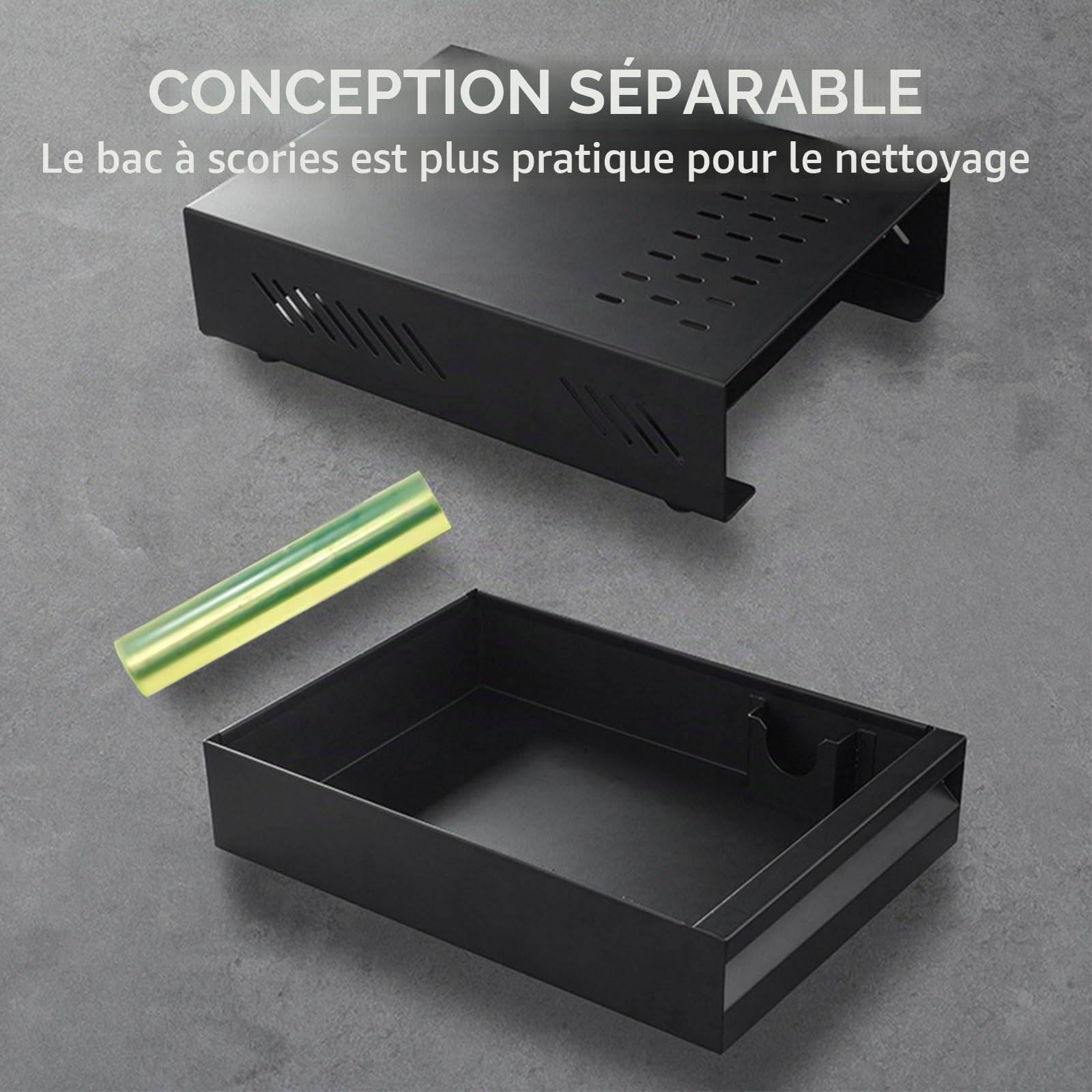 Récipient à café - Tiroir à marc de café - Récipient pour porte-filtre - En acier inoxydable - Convient pour toutes les machines à café courantes (noir, 34,5 x 25 x 8 cm)