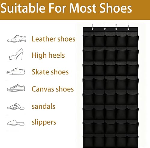 Miniatura 5 de Organizador de zapatos sobre la puerta, 40 bolsillos grandes de malla transpirable, colgador de armario con capacidad para hasta 40 libras, se
