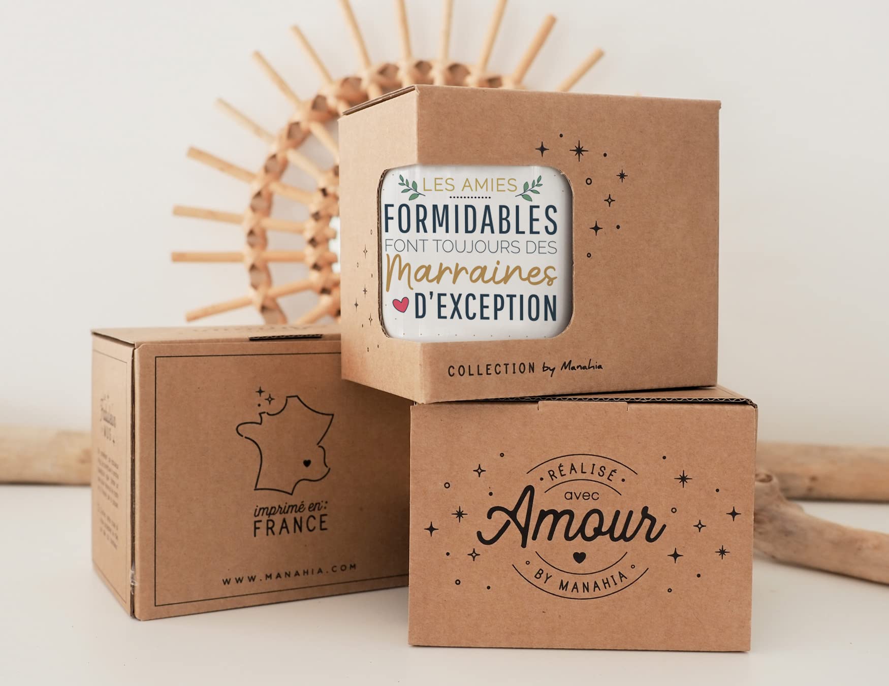 Mug Cadeau Marraine Exceptionnelle - Les Amies Formidables Font Des Marraines D'exception - Tasse Céramique 330ml Imprimée En France - Boîte Kraft