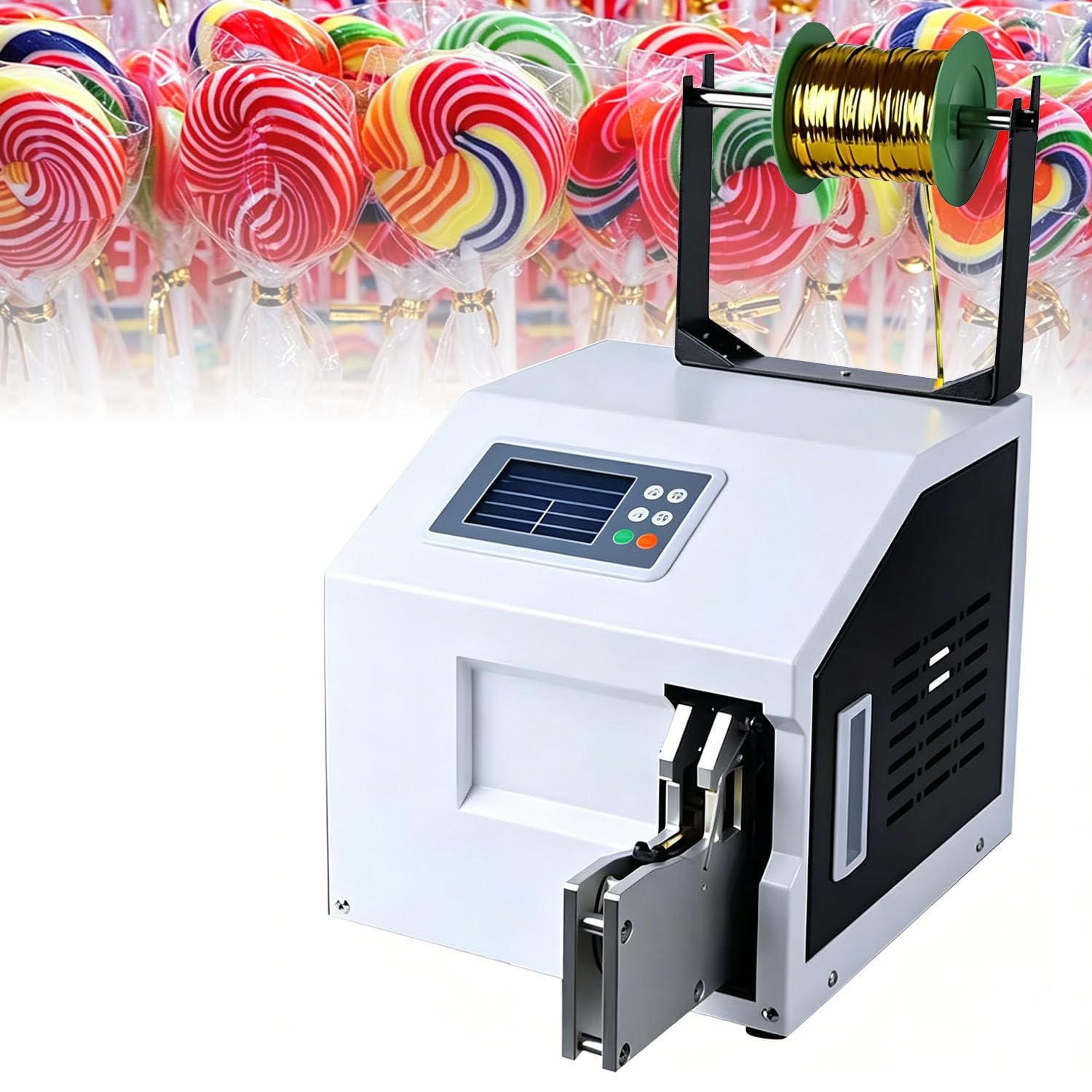 COAKUE Automatic Twist Tie Machine for Food, Candy Bread Toy Twist Tying Machine, Semi Automatic Cable Tie, HD LCD Display, Foot Pedal, 5-30mm Tie, for Home & Commercial Use A