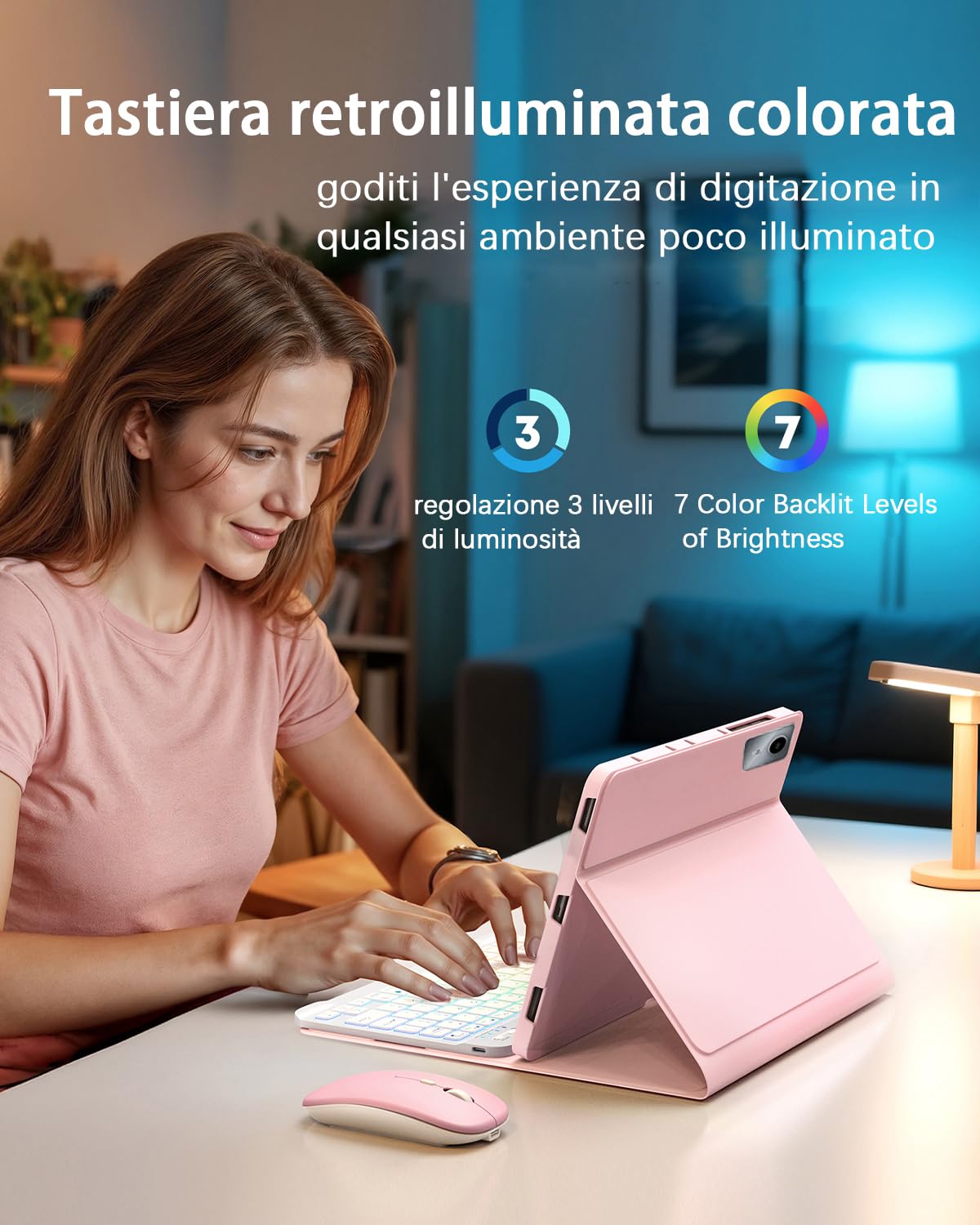 Per Lenovo Tab M11 (TB330) 2024 11 Pollici/Lenovo Idea Tab (TB-336ZU TB-336FU) 2025 11 Pollici Cover Con Wireless Bluetooth Italiano (QWERTY) Tastiera Retroilluminati e Mouse Backlit Keyboard Case