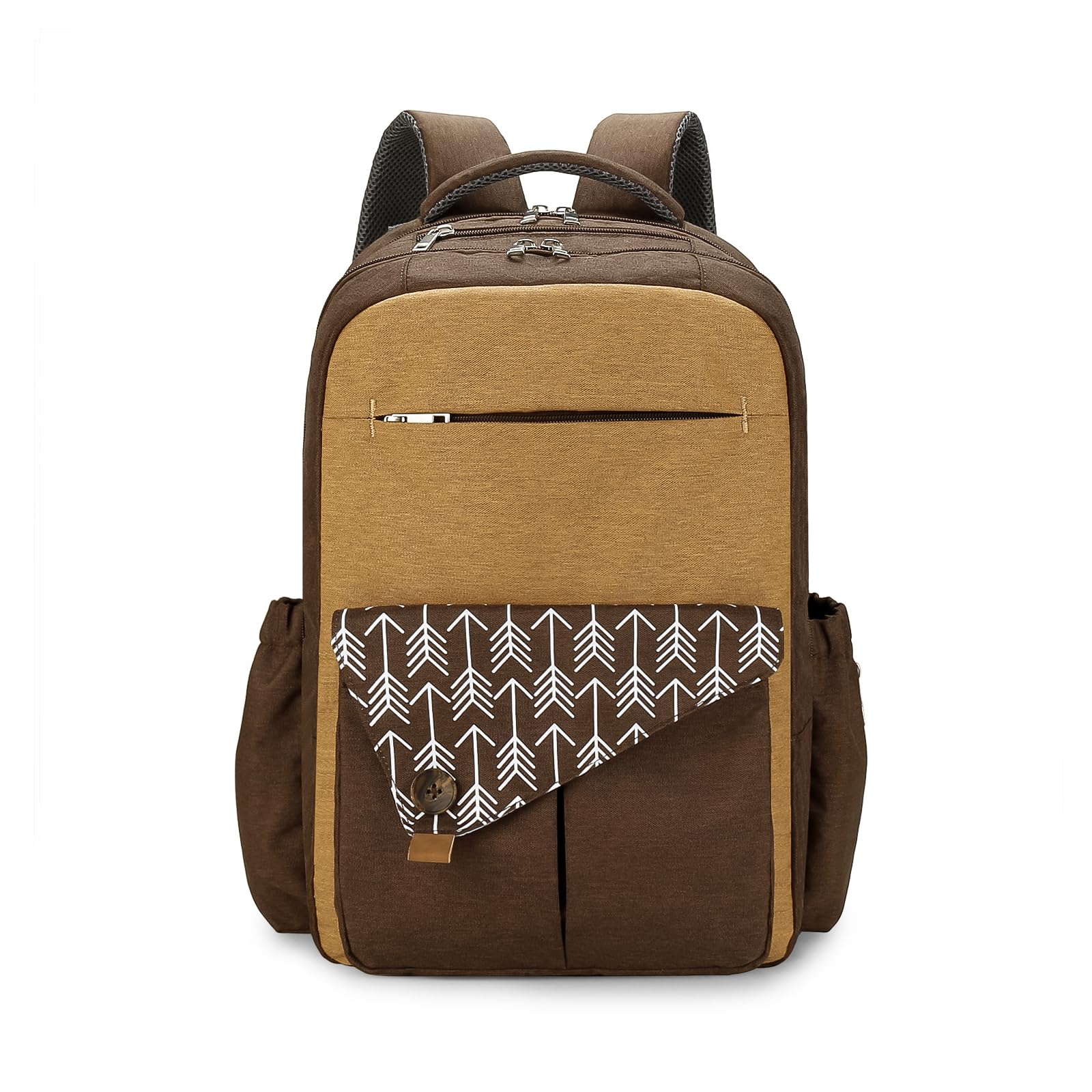 SONARIN Large Capacity Multi-Pockets Baby Changing Bag Backpack,Multifunctional Waterproof Diaper Bag Portable Travel Nappy Changing Bag Maternity Bag with Stroller Straps(Brown)