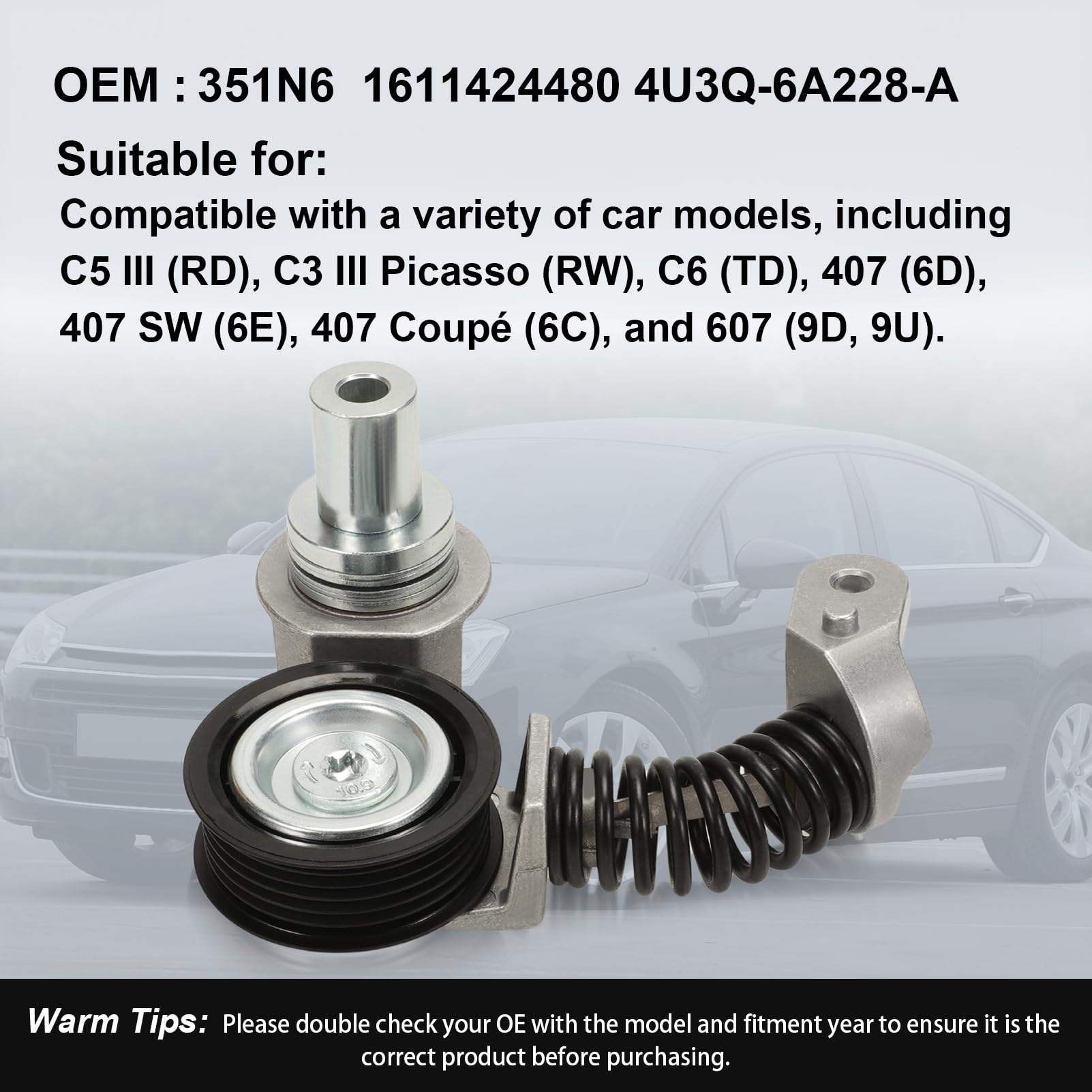 Hecktürriemenspanner für C5 III, C6, 407, 607 2.7 HDI | Riemenspanner, Gurtstraffer für Hintere Tür, 1611424480,4U3Q-6A228-AE
