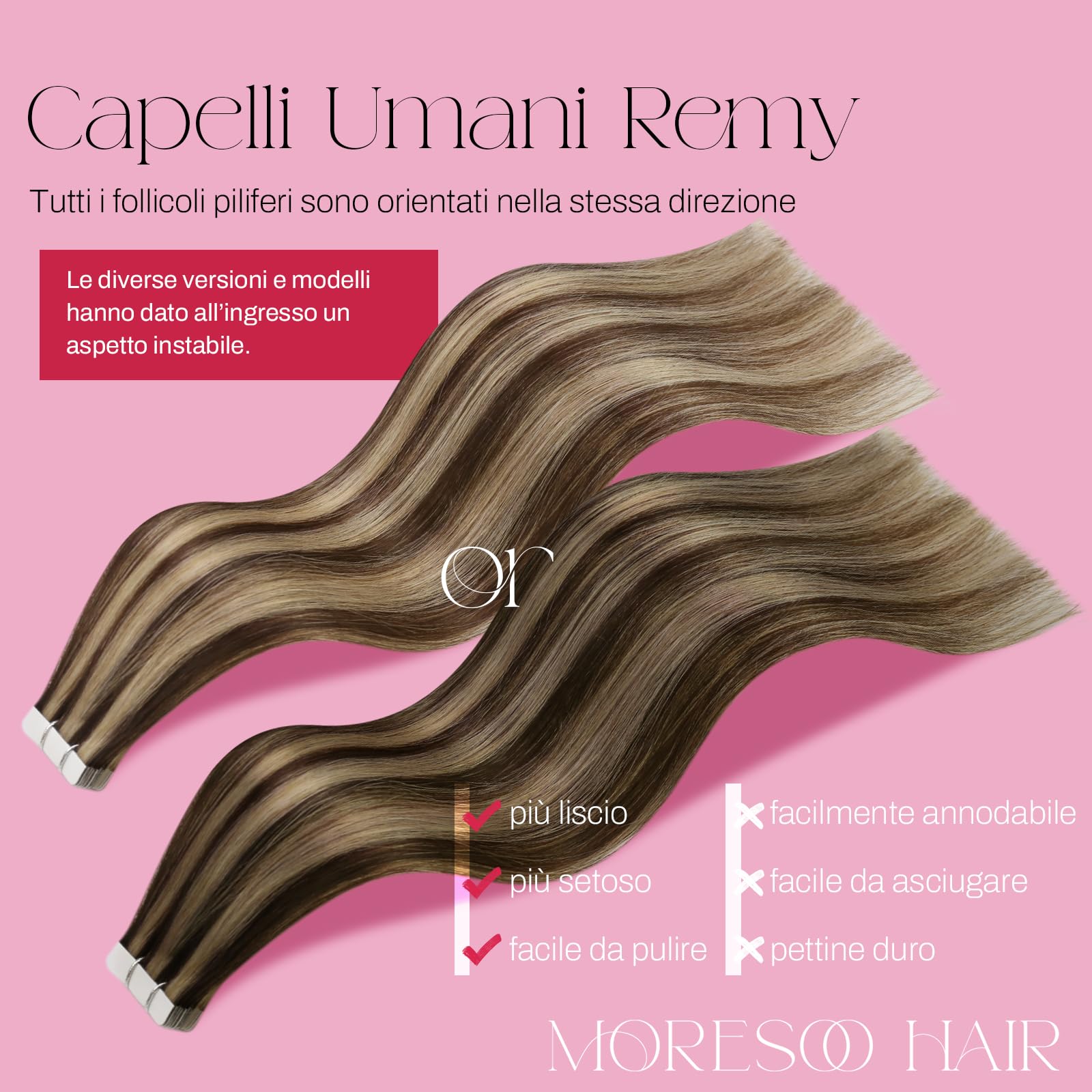 Moresoo Extension Adesive 30 e 35 cm #P4/27 Capelli Veri Bundle