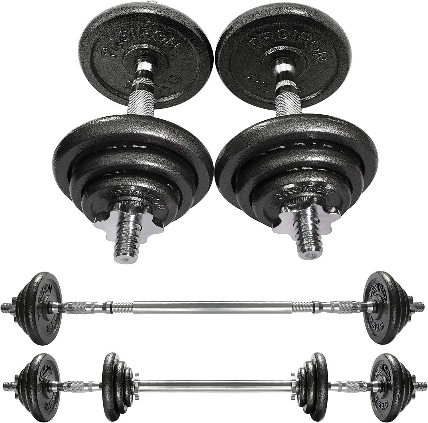 PROIRON Hltère en Fonte,20/30KG Kit D'haltères Réglables, Haltère Musculation pour Bras, Épaules, Dos, Poitrine, Abdomen
