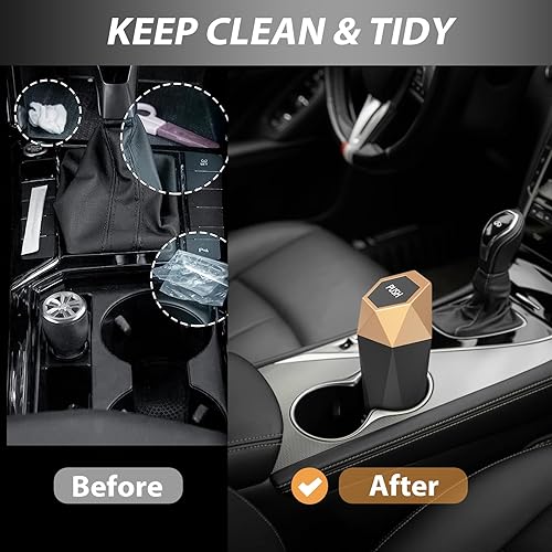 Miniatura 2 de Bote de basura para automóvil con tapa, mini cubo de basura portátil para automóviles, pequeño cubo de basura automático, a prueba de fugas,