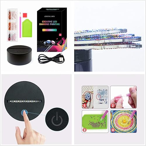 Miniatura 7 de Pintura de diamante para bricolaje con luces LED, kit de dibujo de cristal de forma especial para bricolaje, kit de dibujo de cristal para la noche,