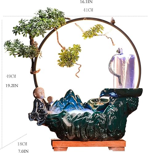 Miniatura 2 de Fuente de agua de escritorio para mesa, fuente de mesa con luces LED e incienso de reflujo, creativo, vórtice circulante, decoración de escritorio,