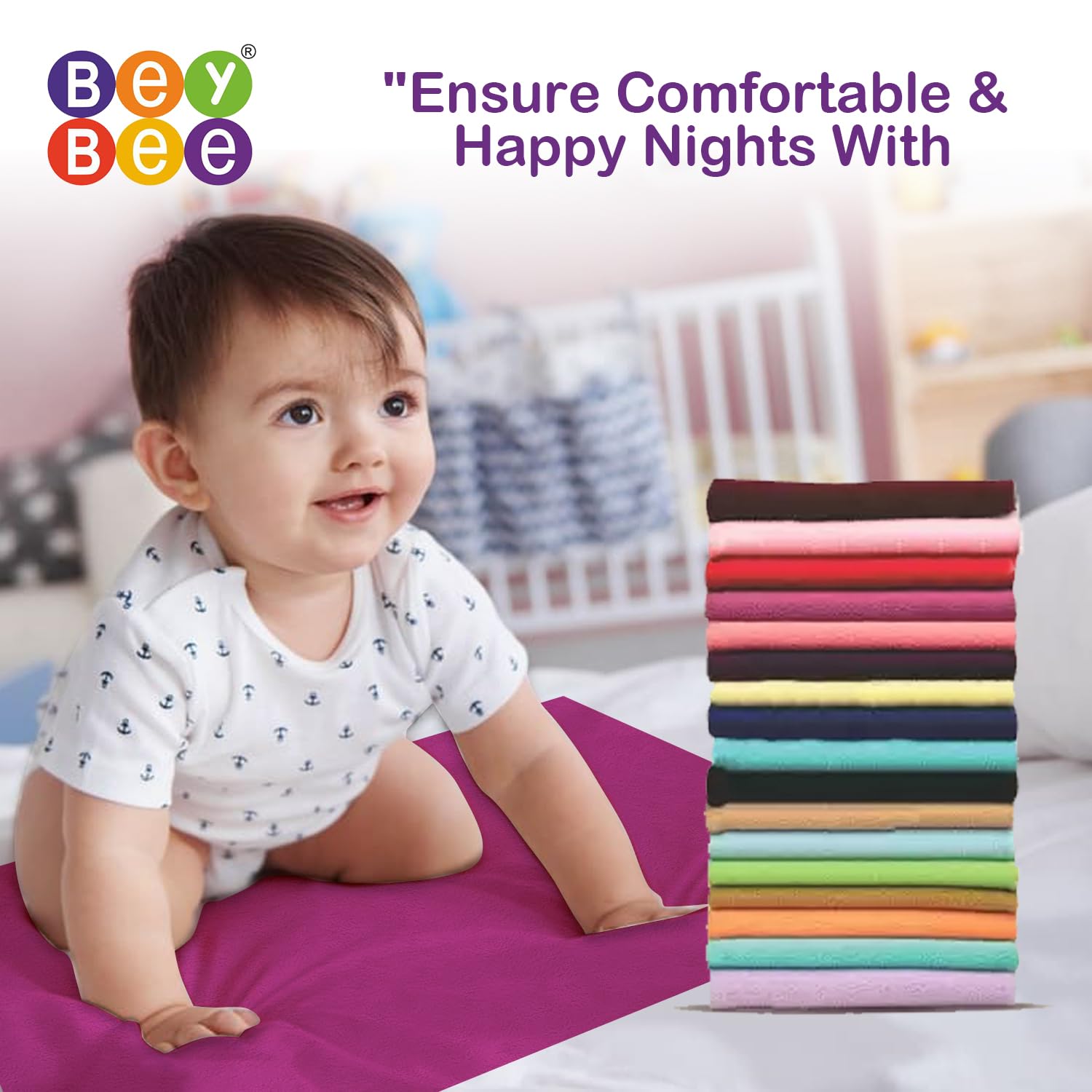 BeyBee Waterproof Quick Dry Sheet for Baby|Anti-Piling Fleece Extra Absorbent Washable Matress Protector| Baby Bed Protector Sheet for Toddler, (Large Pack of 2, 100x140cm, Rani Pink) - Image 6 thumbnail