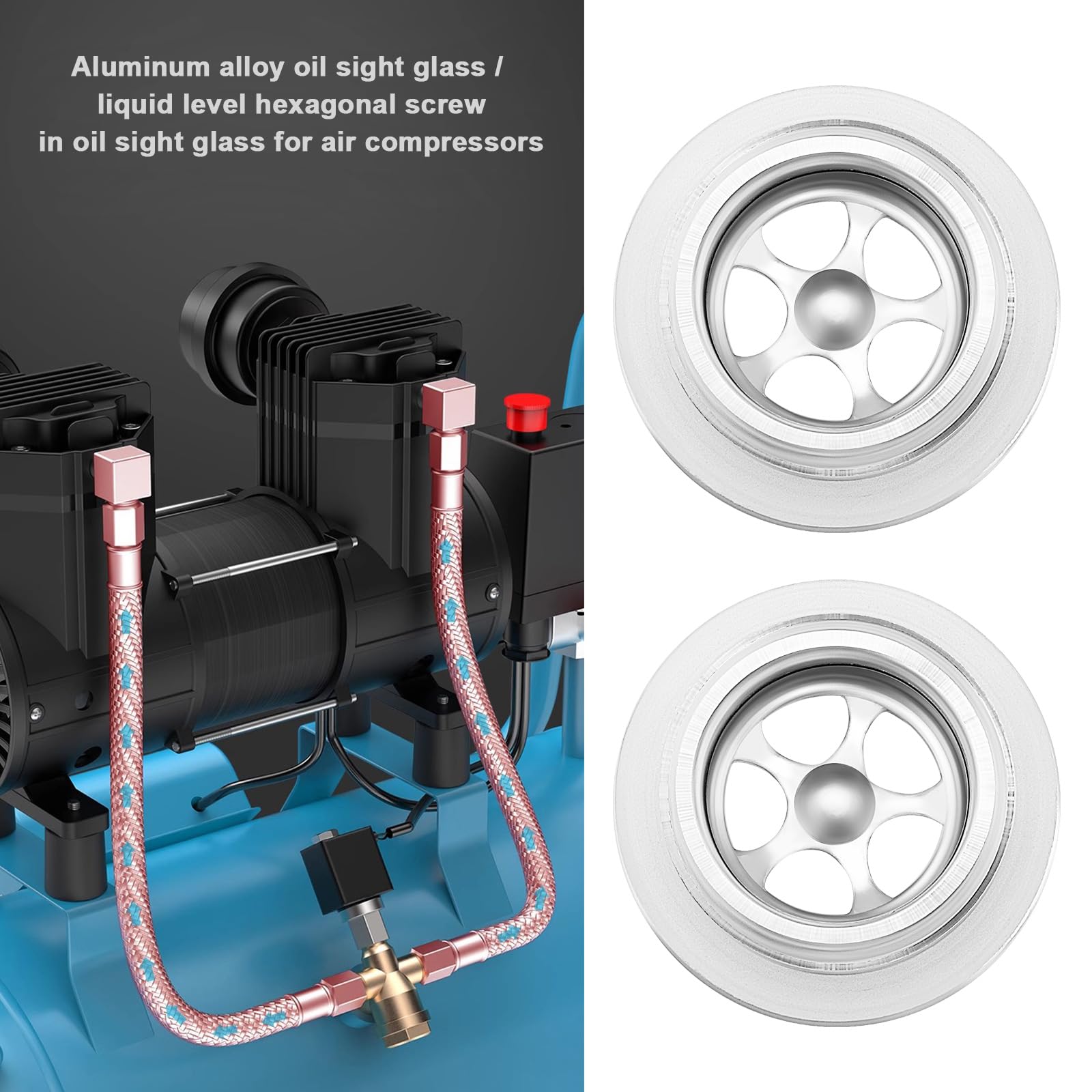 VGOL 4pcs 3/4 Air Compressor Oil Level Sight Glass BSP Aluminum Alloy Liquid Level Connector Suitable for Air Compressor Check the Pump Oil Level - Image 4
