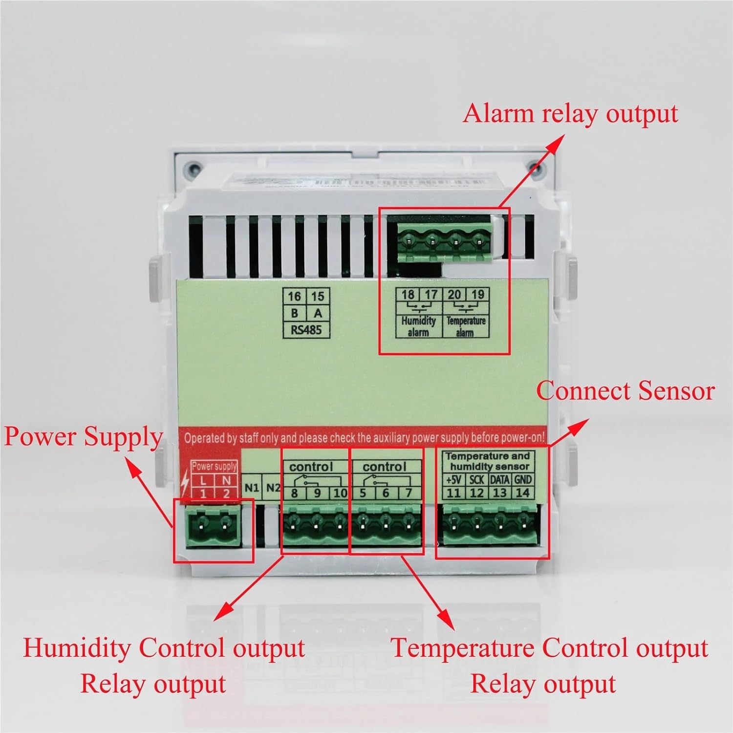 1Pcs -40~100'C, 0-100% RH 96mm*96mm Digital Temperature and Humidity Controller with Sensor Intelligent Thermometer and Hygrometer(No RS485 Function)