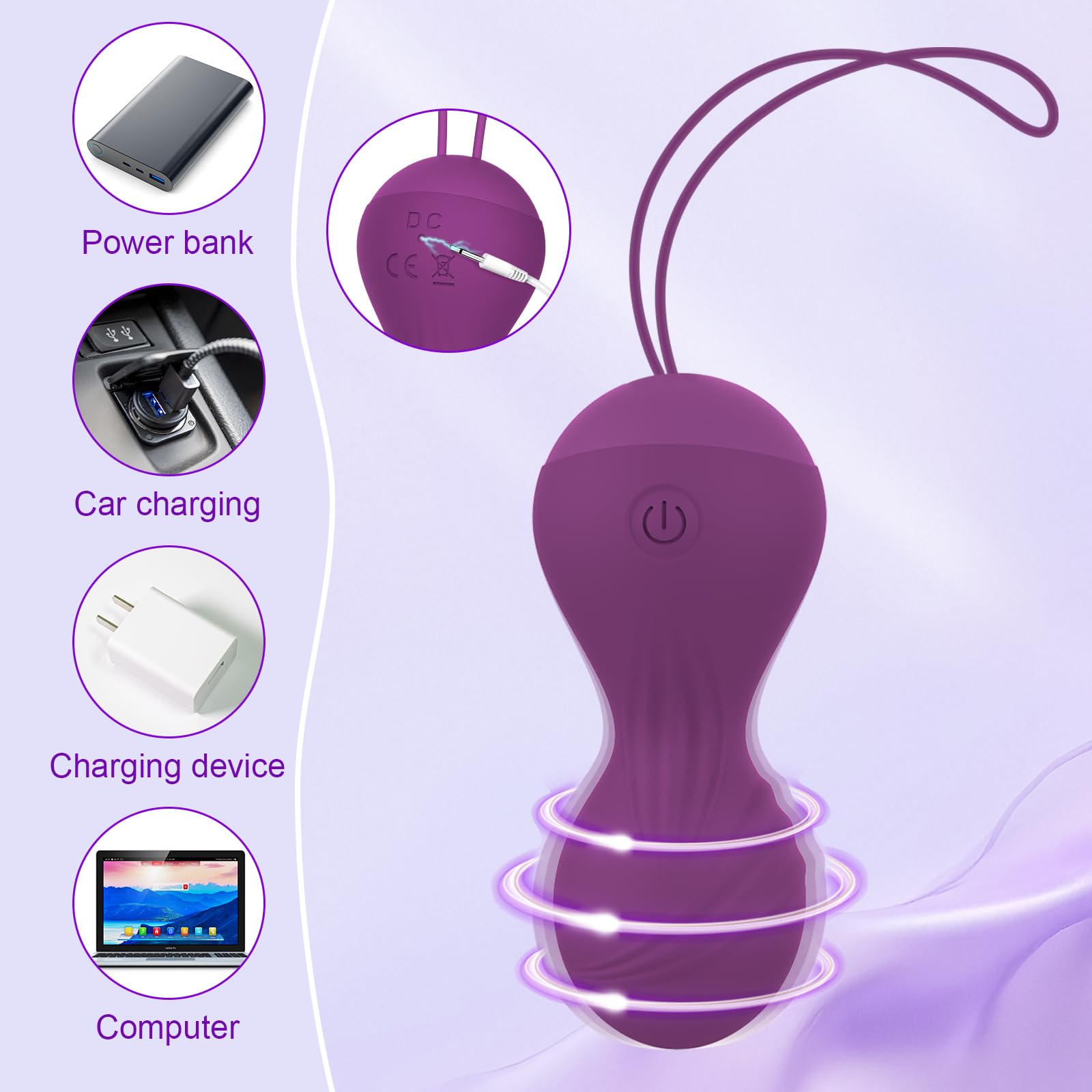 Vibratore con telecomando, 10 modalità di vibrazione per il punto G e il clitoride, sex ball con telecomando, sex toy per coppie e donne, uovo vibrante ricaricabile, viola