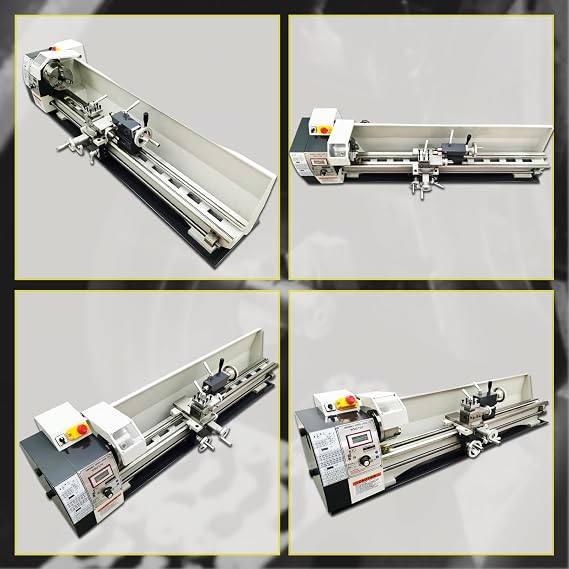 Benchtop Mini Metal Lathe Machine for Metal Working Precision Lathe Drilling Machine for Various Metal Turning 1100W Brushless Motor 50-2500rpm Variable Speeds Inch Thread 110V