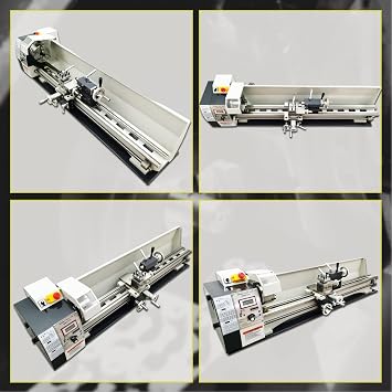 Benchtop Mini Metal Lathe Machine for Metal Working Precision Lathe Drilling Machine for Various Metal Turning 1100W Brushless Motor 50-2500rpm Variable Speeds Inch Thread 110V