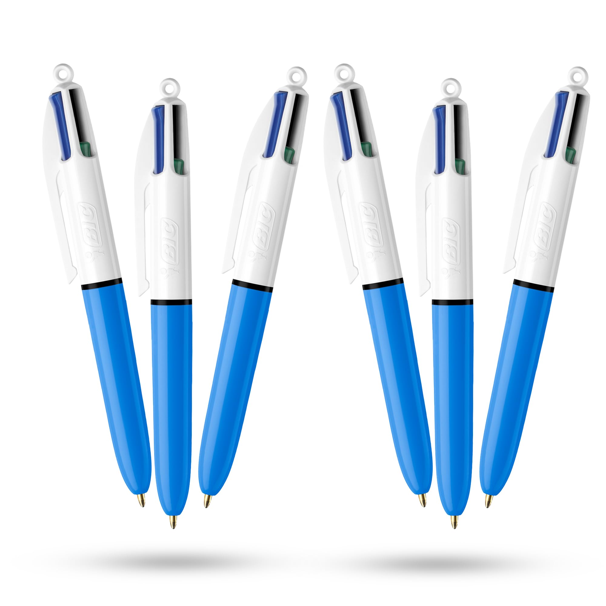 BIC 4-farbige Mini-Kugelschreiber – 6 Stück, Einziehbar, 12 Cm Lang – Mit Blau, Schwarz, Rot, Grüner Tinte (1,0 Mm)