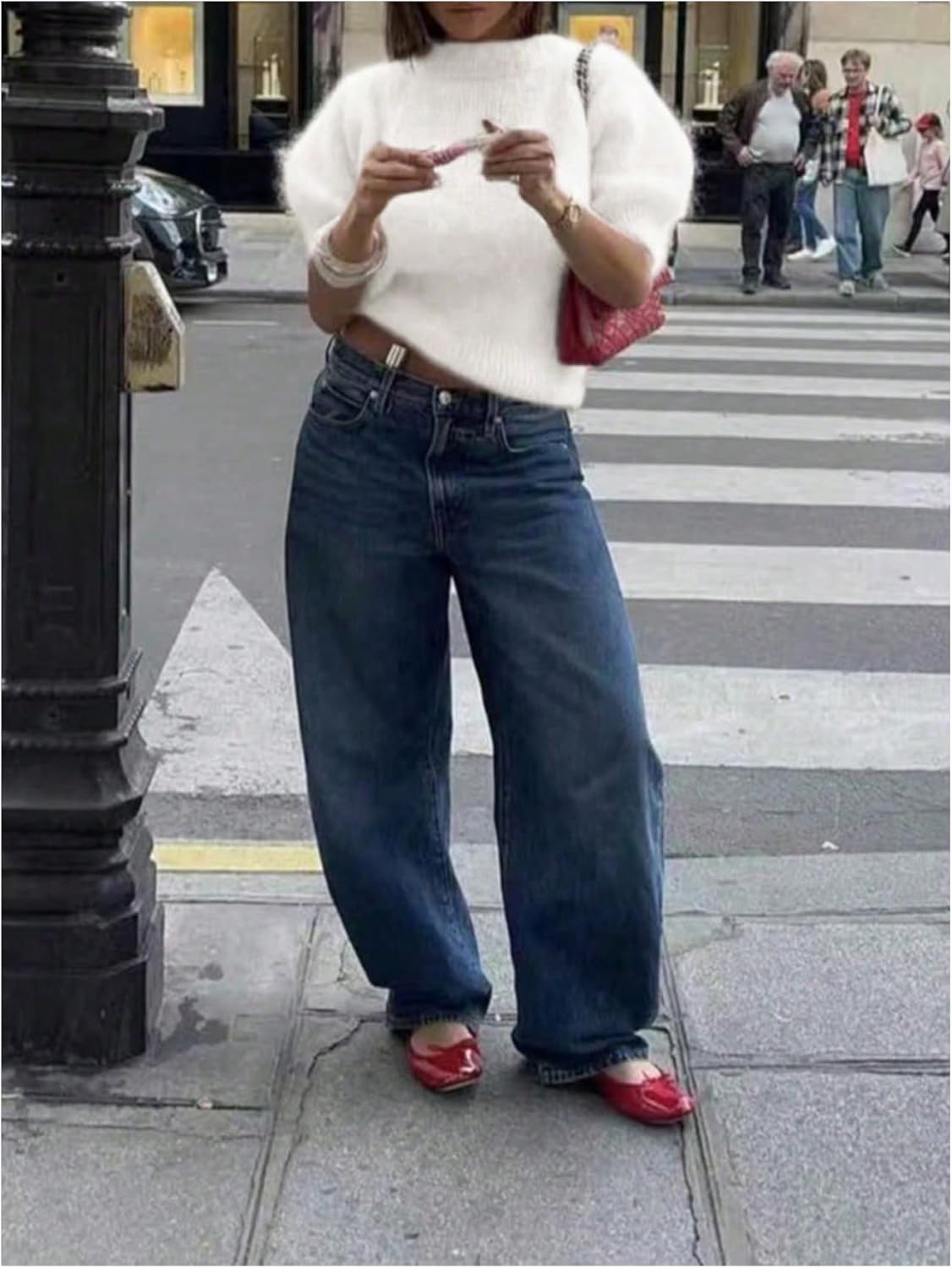 Verdusa Women's Short Sleeve Sweater Lightweight Furry Fuzzy Cropped Sweaters Trendy - Image 3