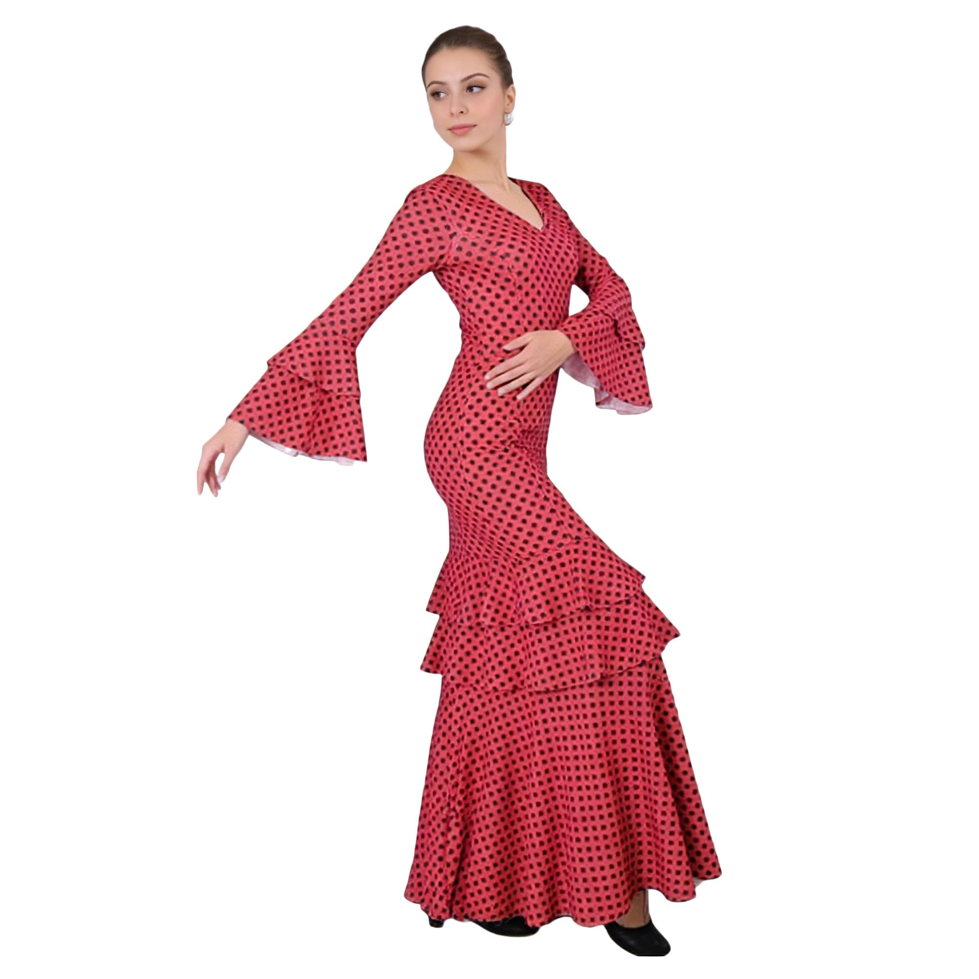 Wildarms Disfraz Flamenca Mujer Talla Única Traje Sevillana con Volantes para Feria de Abril y Baile Flamenco Disfr - variaciones