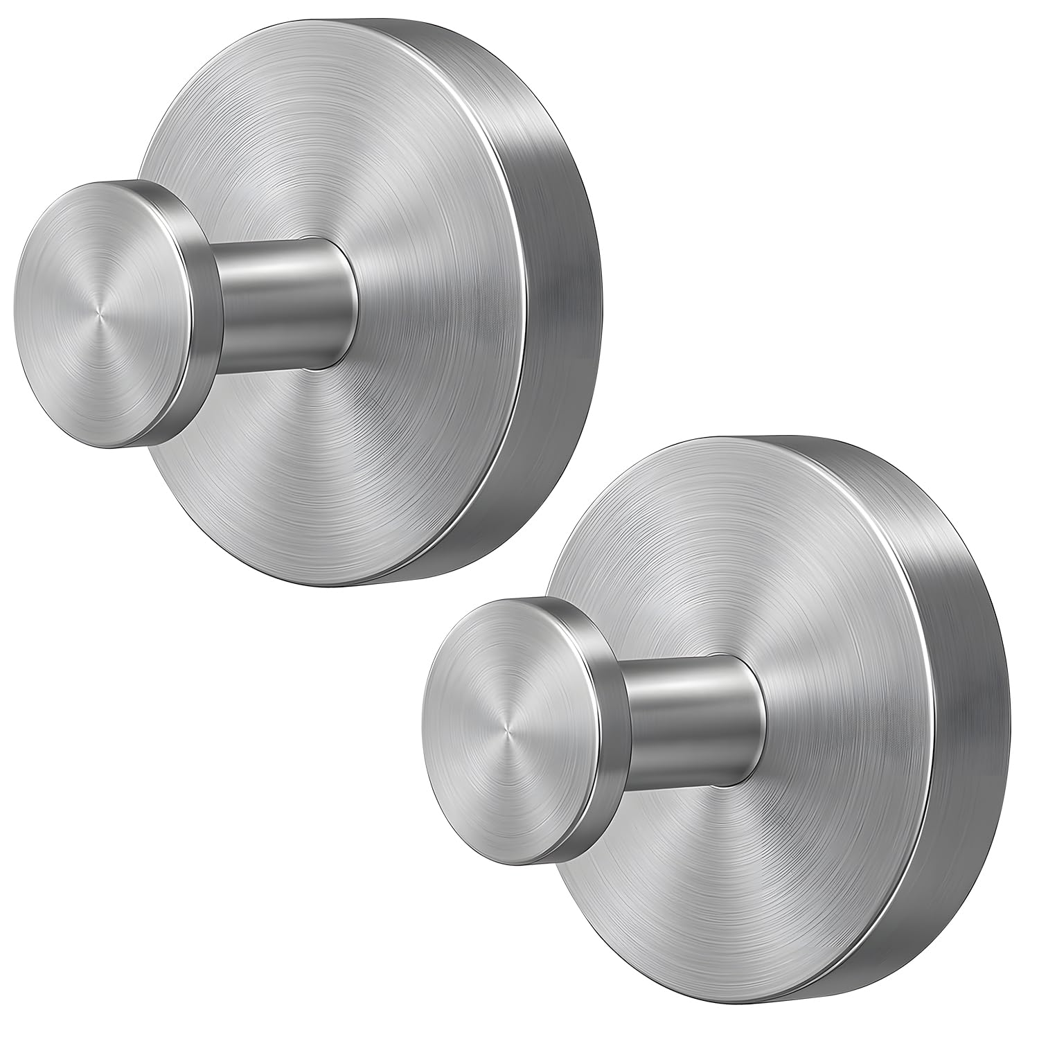 ASENTER 2-Pack Suction Cup Hooks for Shower, Removable Towel Hooks for Bathroom, Window, Glass Door & Wall, Strong Vacuum Bath Robe Loofah Hook for Hanging, Silver Finish