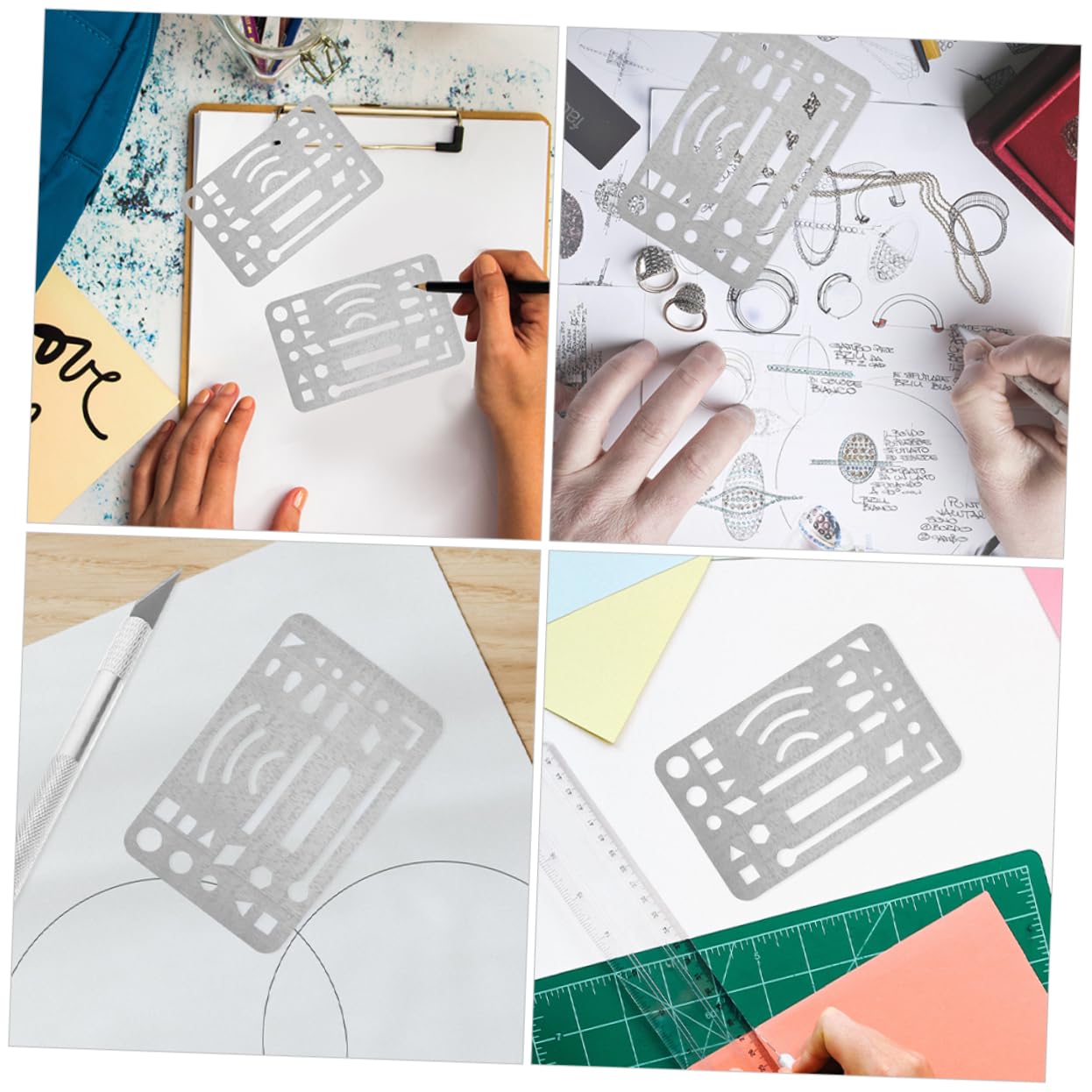 Angoily 6pcs Stainless Steel Erasing Shield Eraser Shield for Craft Drawing Precision Erasing Tool