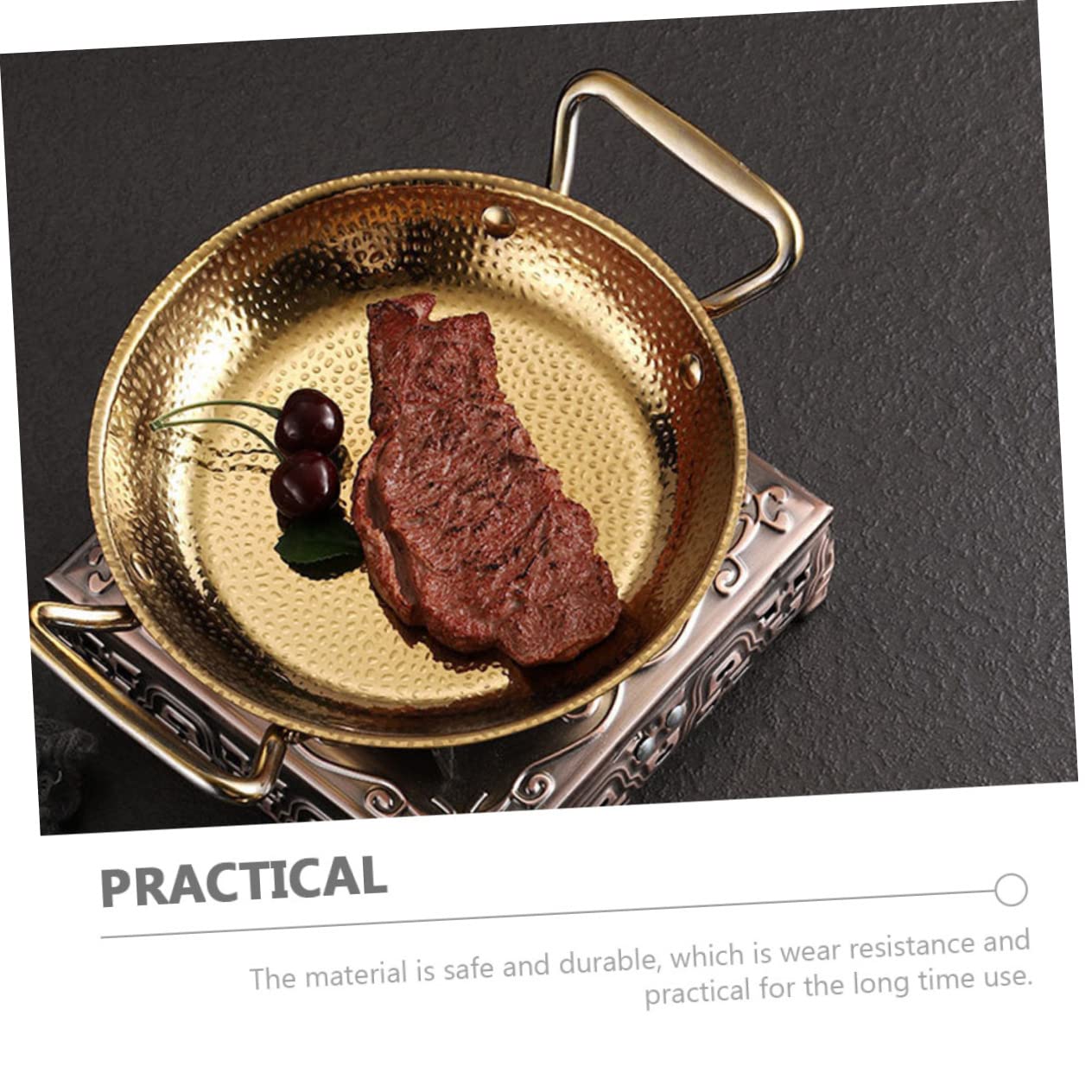 OFFSCH Removable Handles Paella Pan Stainless Steel Pot for Korean Food Cooking Pot Heat Resistant Ideal for Home Cooking