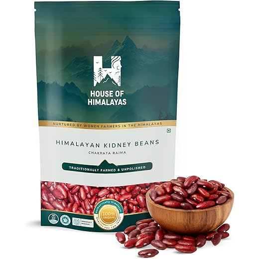House of Himalayas Chakrata Rajma, Wine Red Himalayan Kidney Beans, Unpolished, High Protein and Fibre, Natural and Chemical-Free, Grown by Women Farmers, 500g