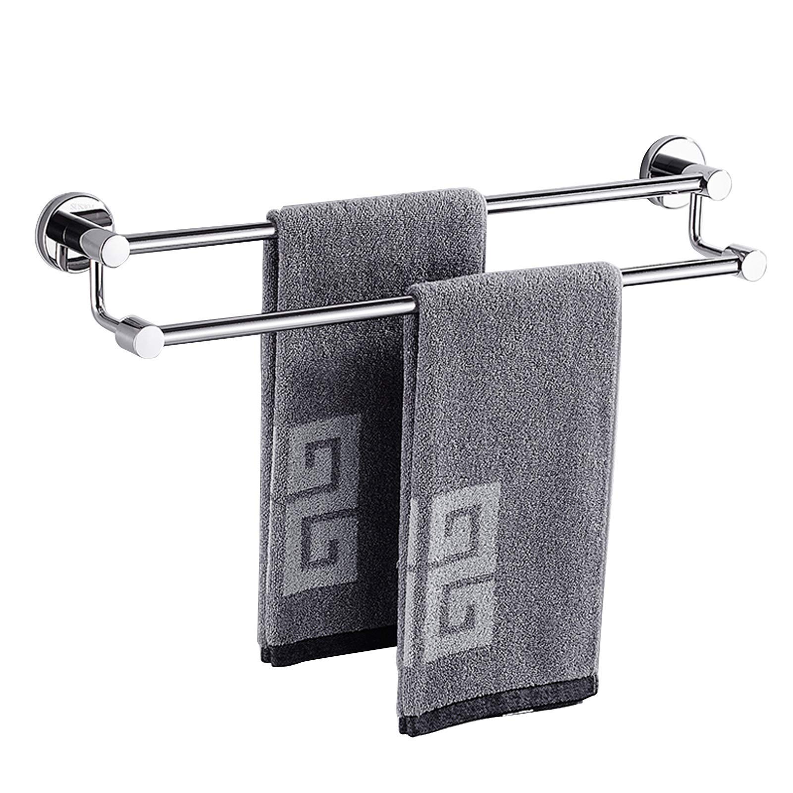 Barra de Toalla Doble de baño Sus 304 Barra de Toalla Plateada de Acero Inoxidable para baño Cocina, 40/50/60/70/80 cm (Tamaño: 50 cm)