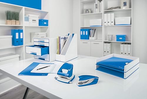 Vista 115 de Leitz Caja de almacenamiento A5, rango de clic y tienda 60430001 - Caja de almacenamiento pequeña, blanca A5 Azul (Ice Blue)