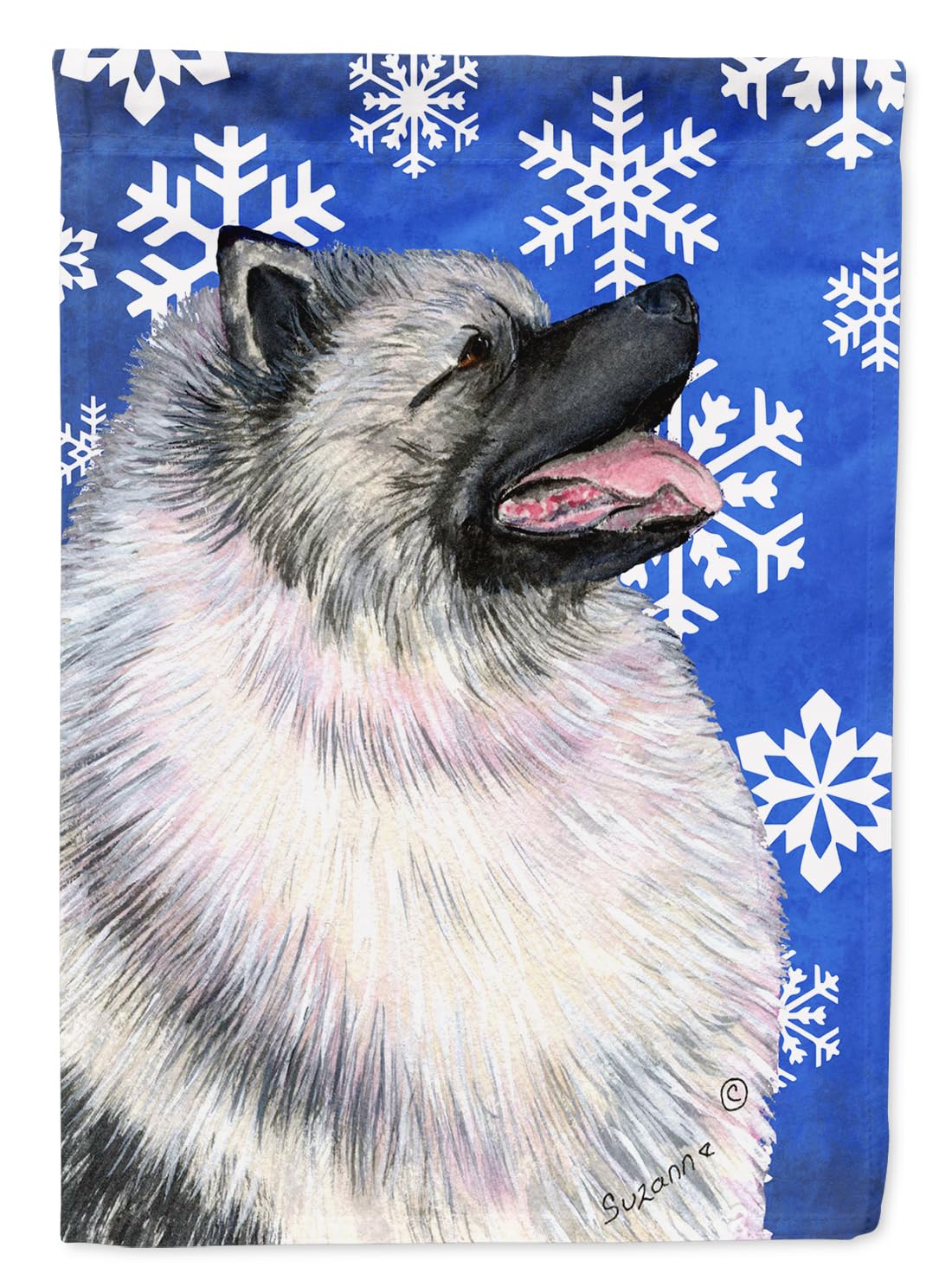 Caroline's Treasures SS4626GF Keeshond Winter Snowflakes Holiday Flag Garden Size, Small, multicolor