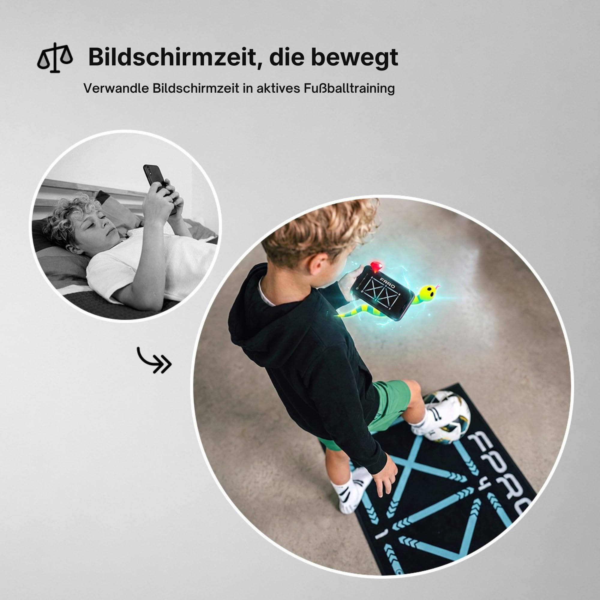 FPRO Fußball-Trainingsmatte – Professionelles Ballkontroll-Trainingssystem mit App – Verbessert Ballannahme, Dribbling & Koordination zu Hause