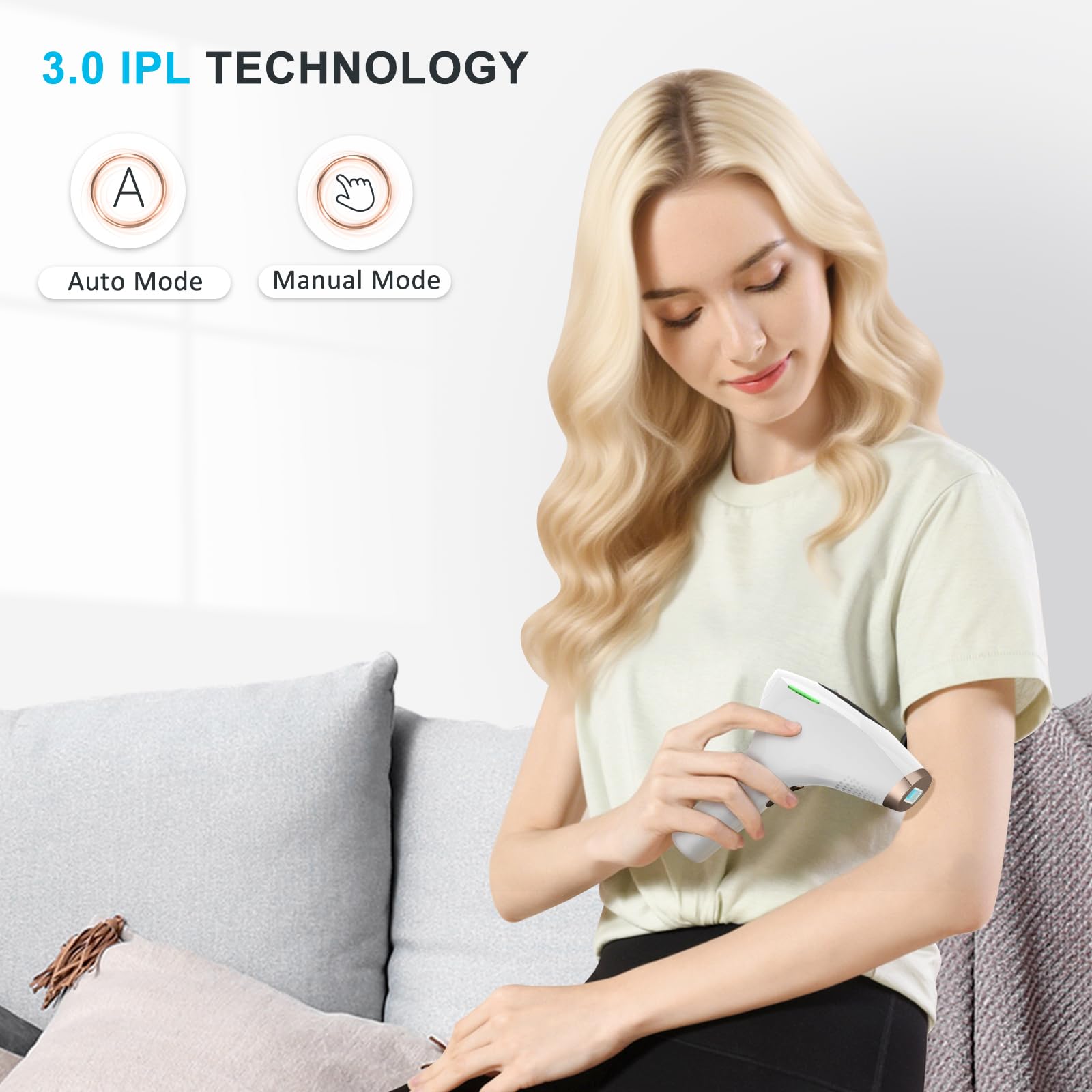 NALONE Epilatore Luce Pulsata, Luce pulsata professionale IPL, Epilatore Laser 999,900,Epilatore a luce pulsata IPL per Donne, Uomo, Gambe, Corpo, lunghezza d'onda fino a 1200 NM, due modalità