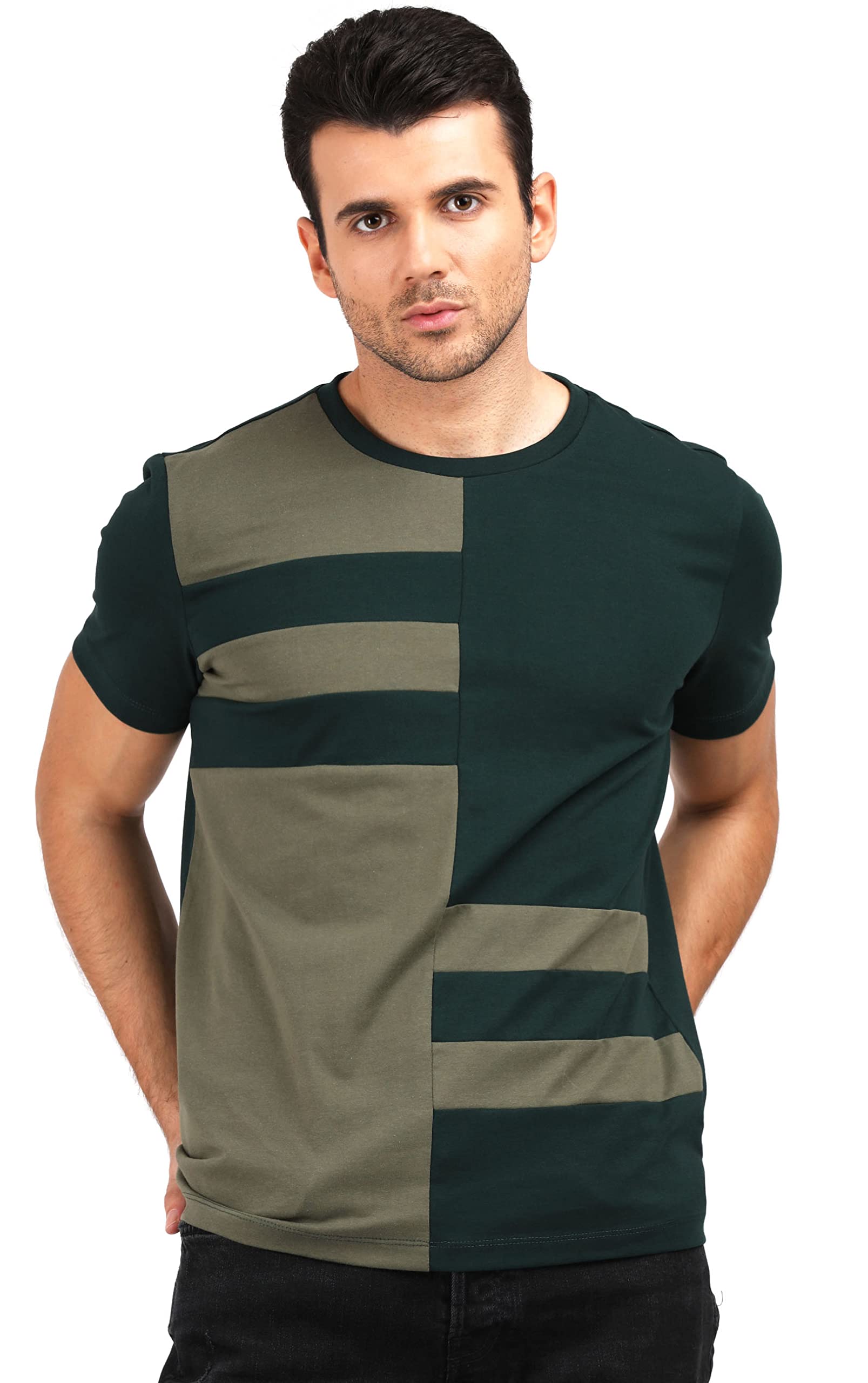 AELOMART Men's T Shirt-(Amt250105-P_Green)