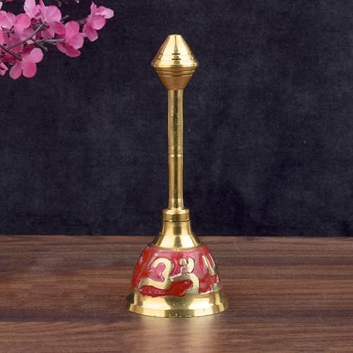 SATVIK - Campana de latón Swastik Puja, indio, religioso, diwali, festivo, diario, Pooja, hogar, templo, oficina, Ghanti, boda, Navidad, cena,