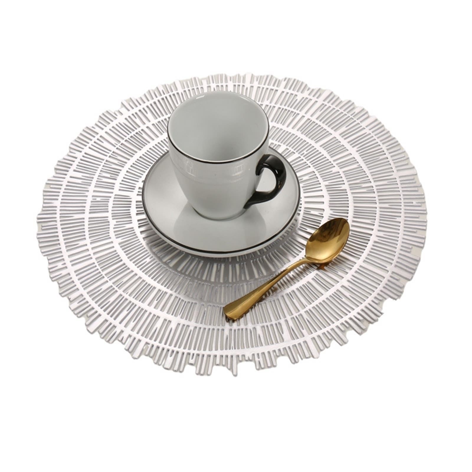 Set de table argenté géométrique creux 38 cm de cuisine - Lot de 4