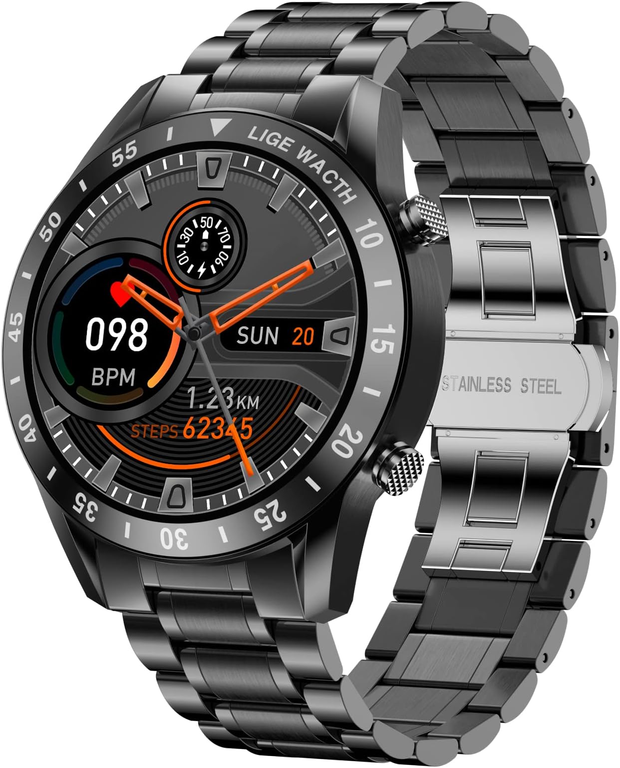 Smart Watch for Men, Bluetooth Calls Voice Chat Fitness Tracker with Blood Pressure Heart Rate Sleep Monitor,1.3" Full Touch Screen Activity Trackers IP67 Waterproof Pedometer for iOS Android
