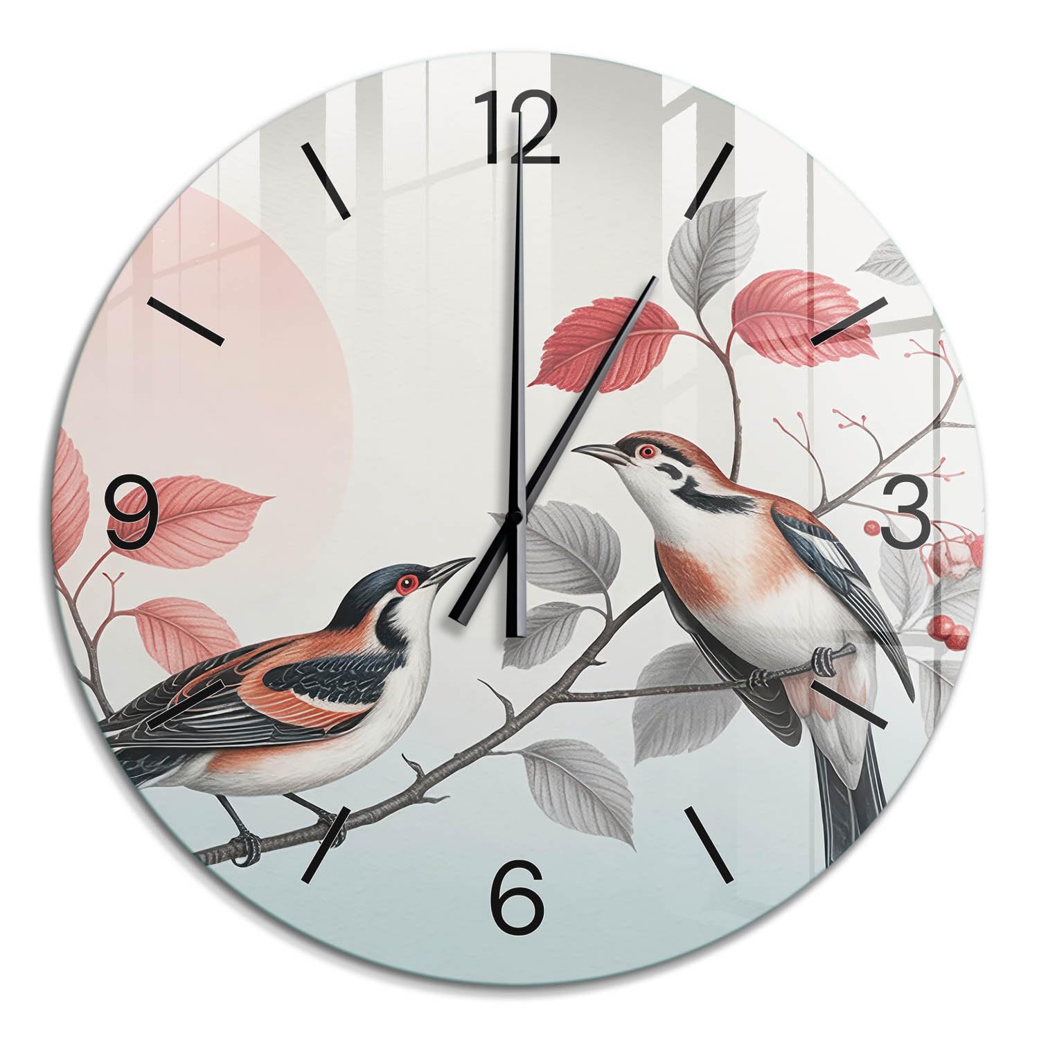Horloge Murale en Verre Trempé Ø 60 cm | Aiguilles Noires | Ronde