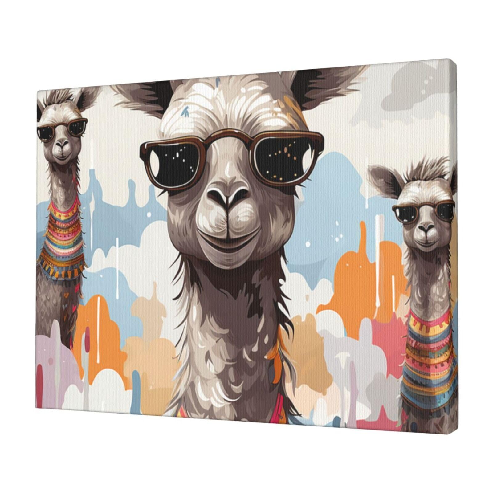 FodPand Canvas Wall Art for Living Room Wall Decor 12"x16" Modern Artwork Painting Pictures Hanging Canvas Prints Cute Giraffe Funny Aesthetic Wall Art for Bedroom Bathroom Office Wallart Decor