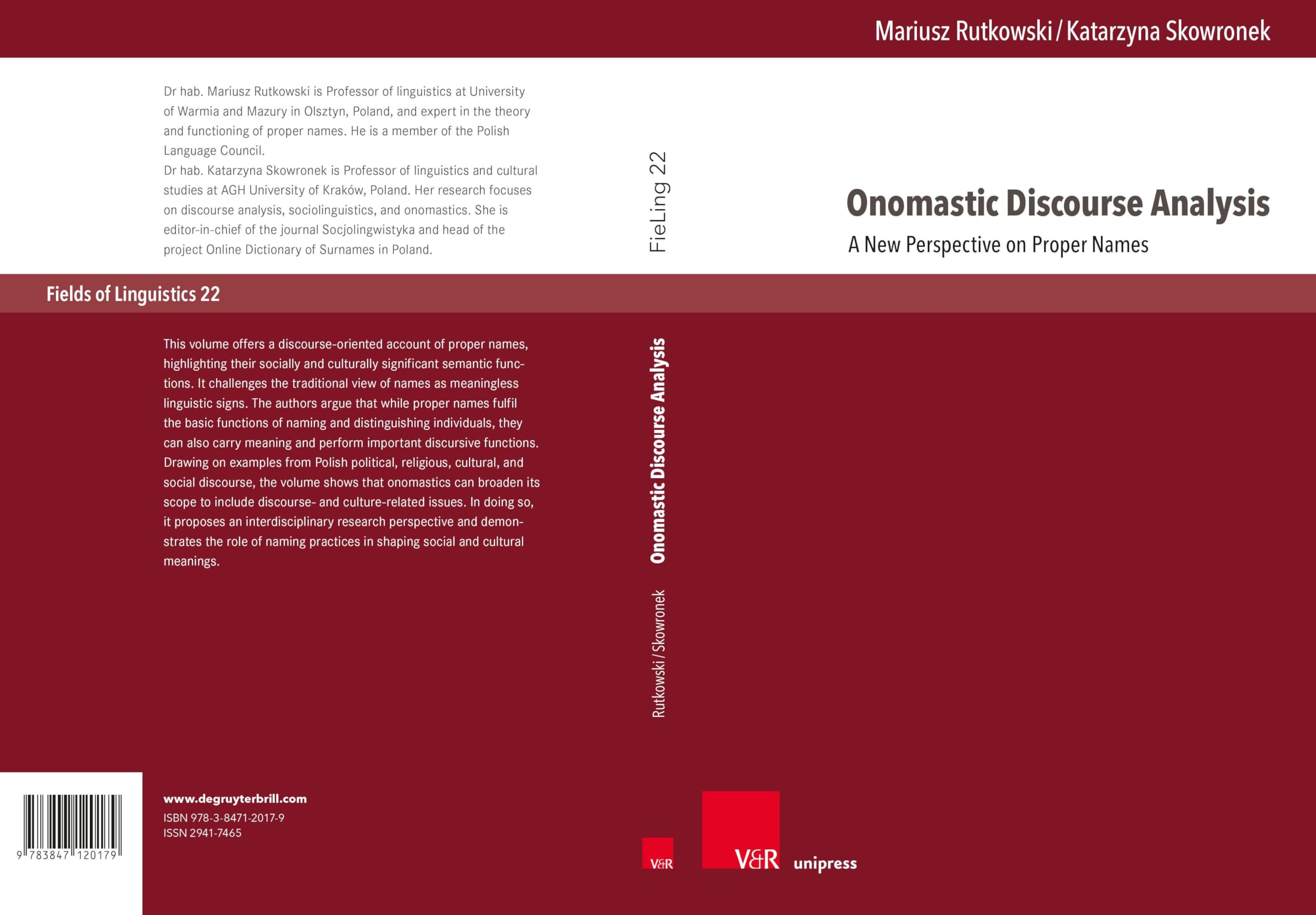 Onomastic Discourse Analysis: A New Perspective on Proper Names (Fields of Linguistics – Aktuelle Fragestellungen und Herausforderungen)
