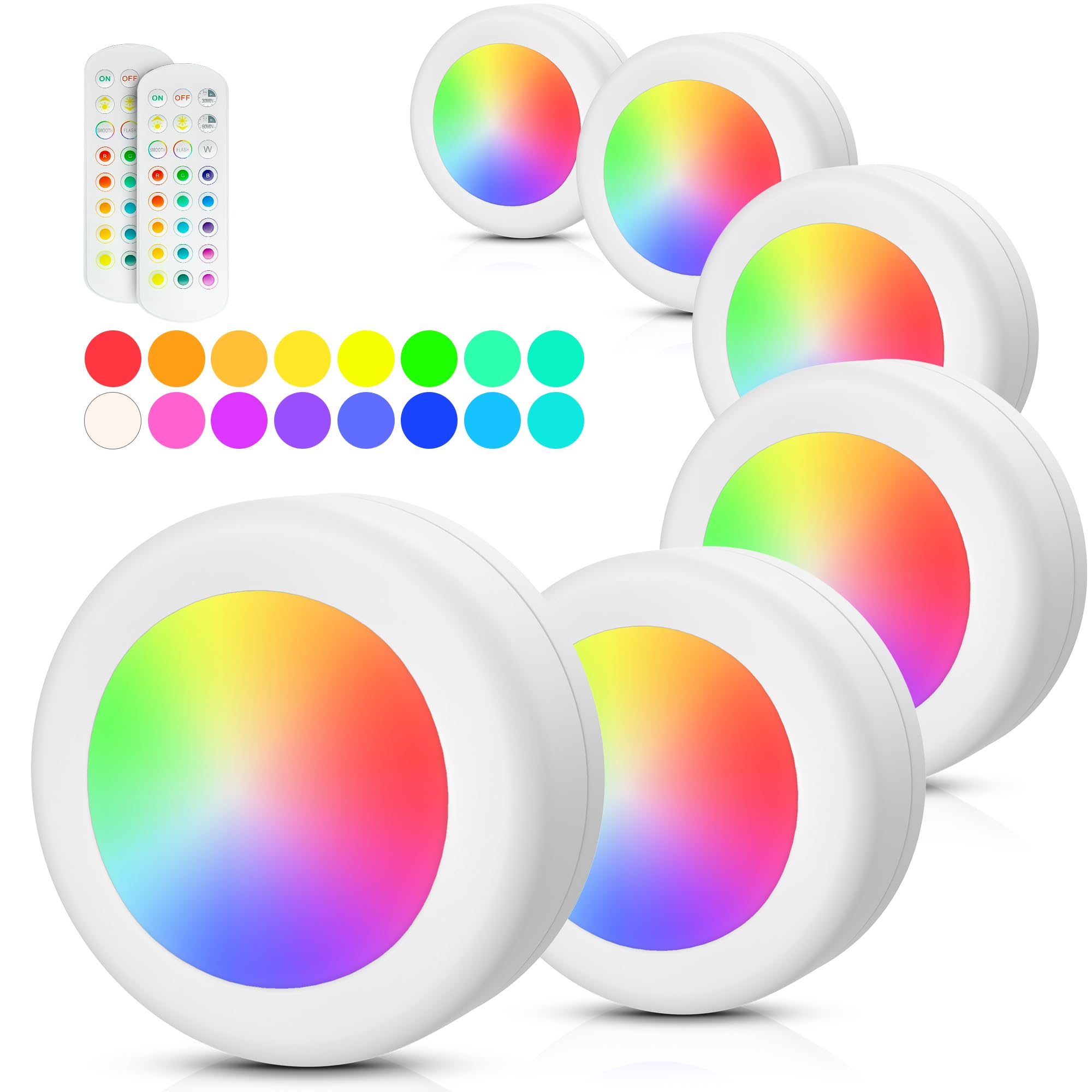 Buy PURSNIC LED Puck Lights, RGB Wireless LED Closet Lights with Remote Control, Upgraded 16