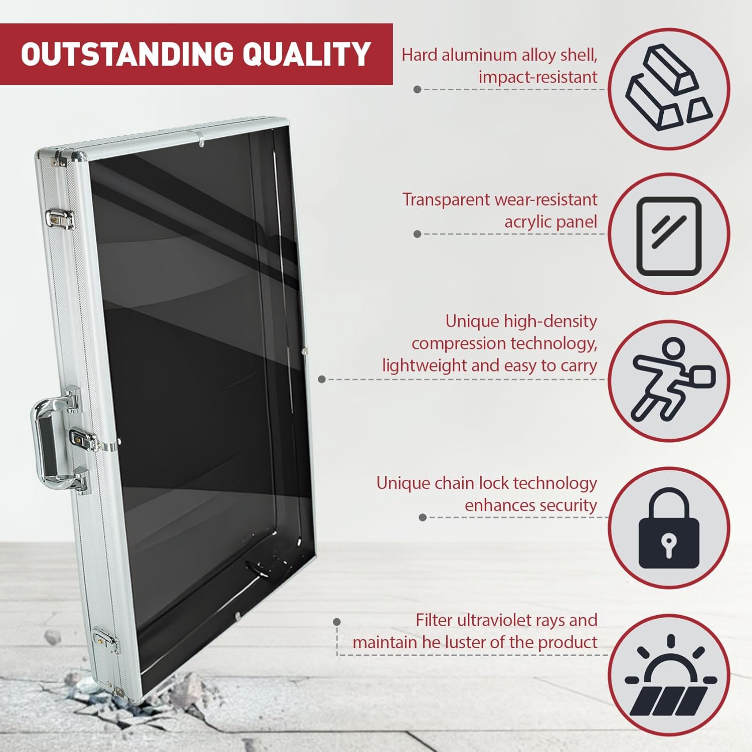 Trading Card Display Case,34"x22" Card Show Display Case,Excellent quality and High Performance,card display case with Alloy safety lock&Anti-wear surface for Sports Card/TCG/Jewelry Collection,Silver